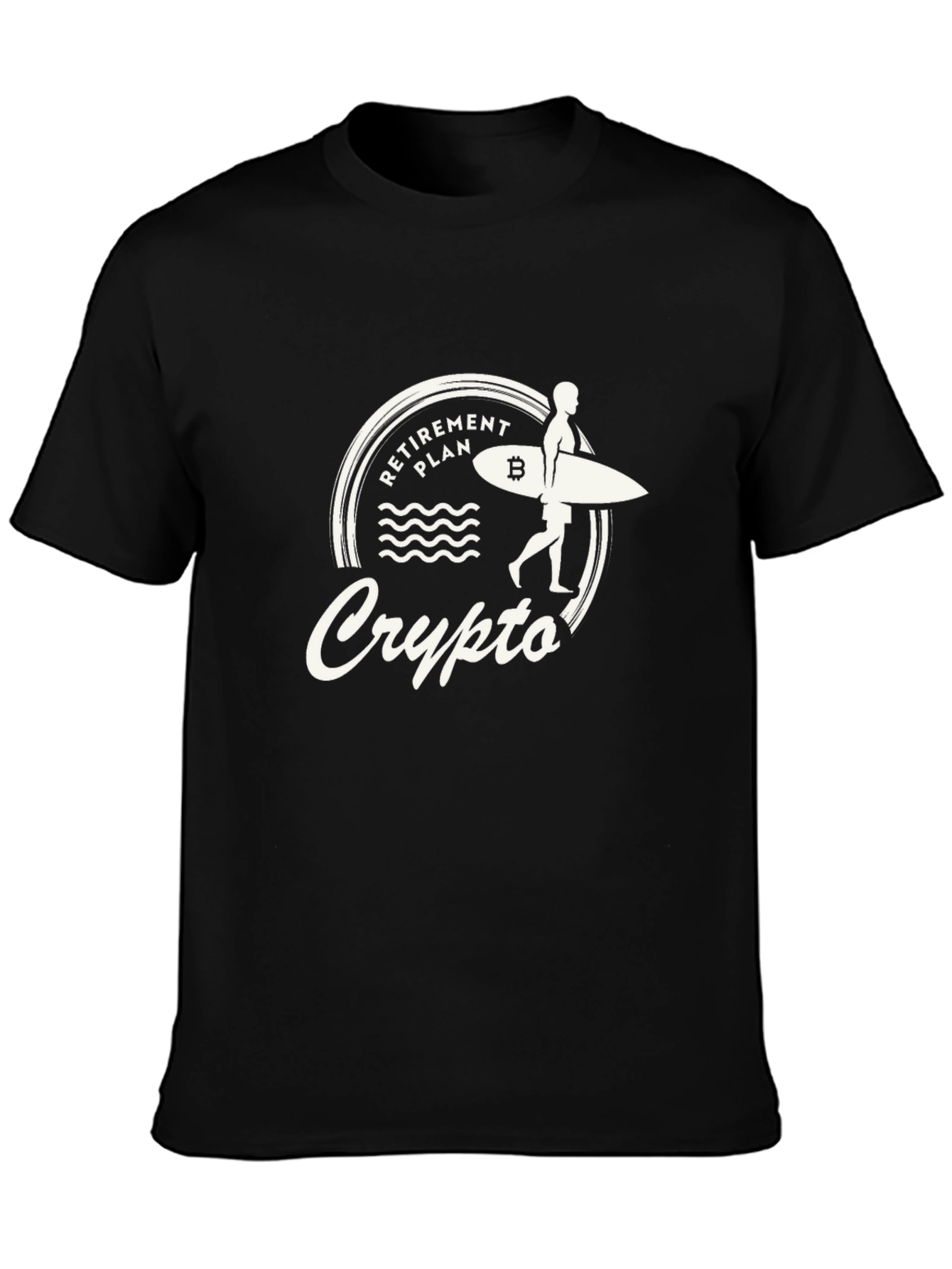 Crypto Retirement Plan T-Shirt Bitcoin Surfer Tee