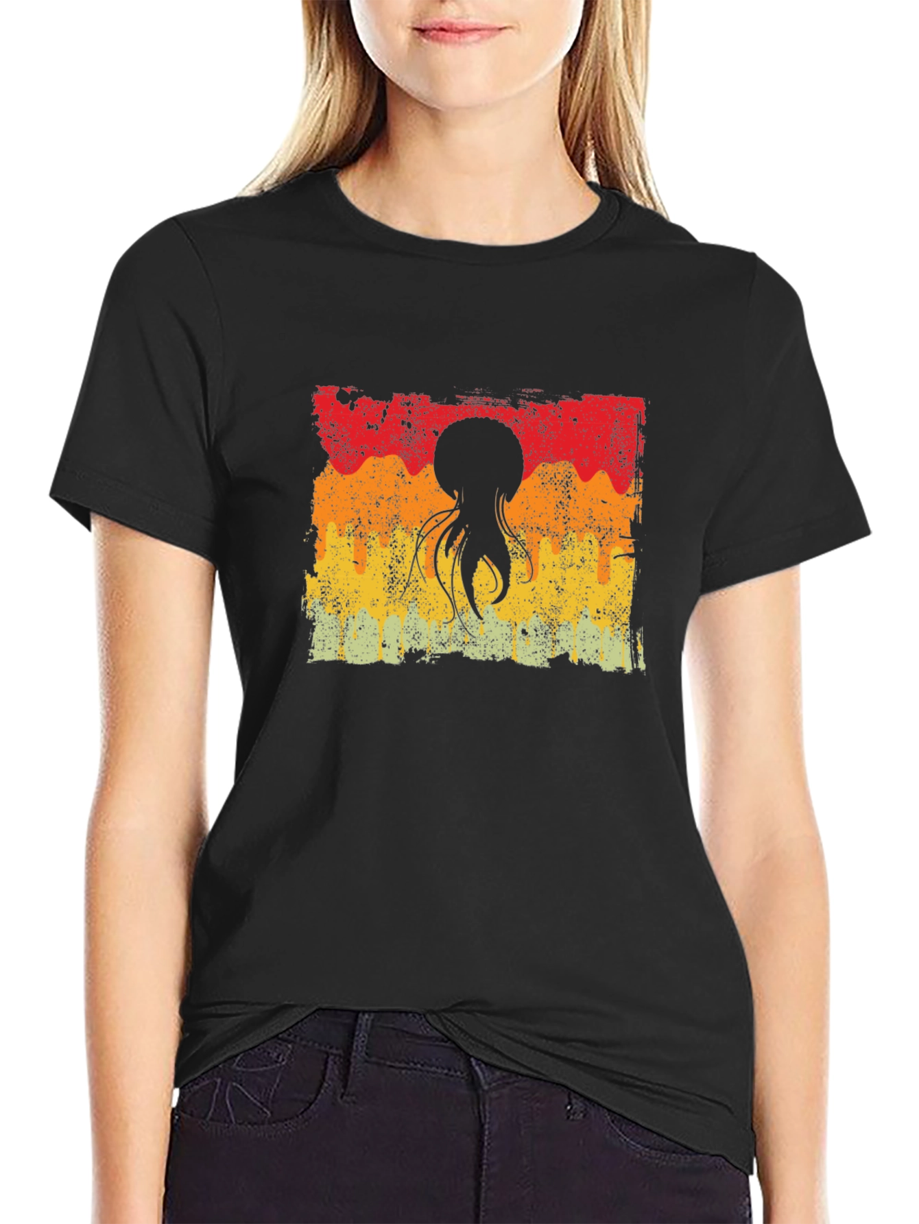 Retro Octopus Sunset Graphic Tee