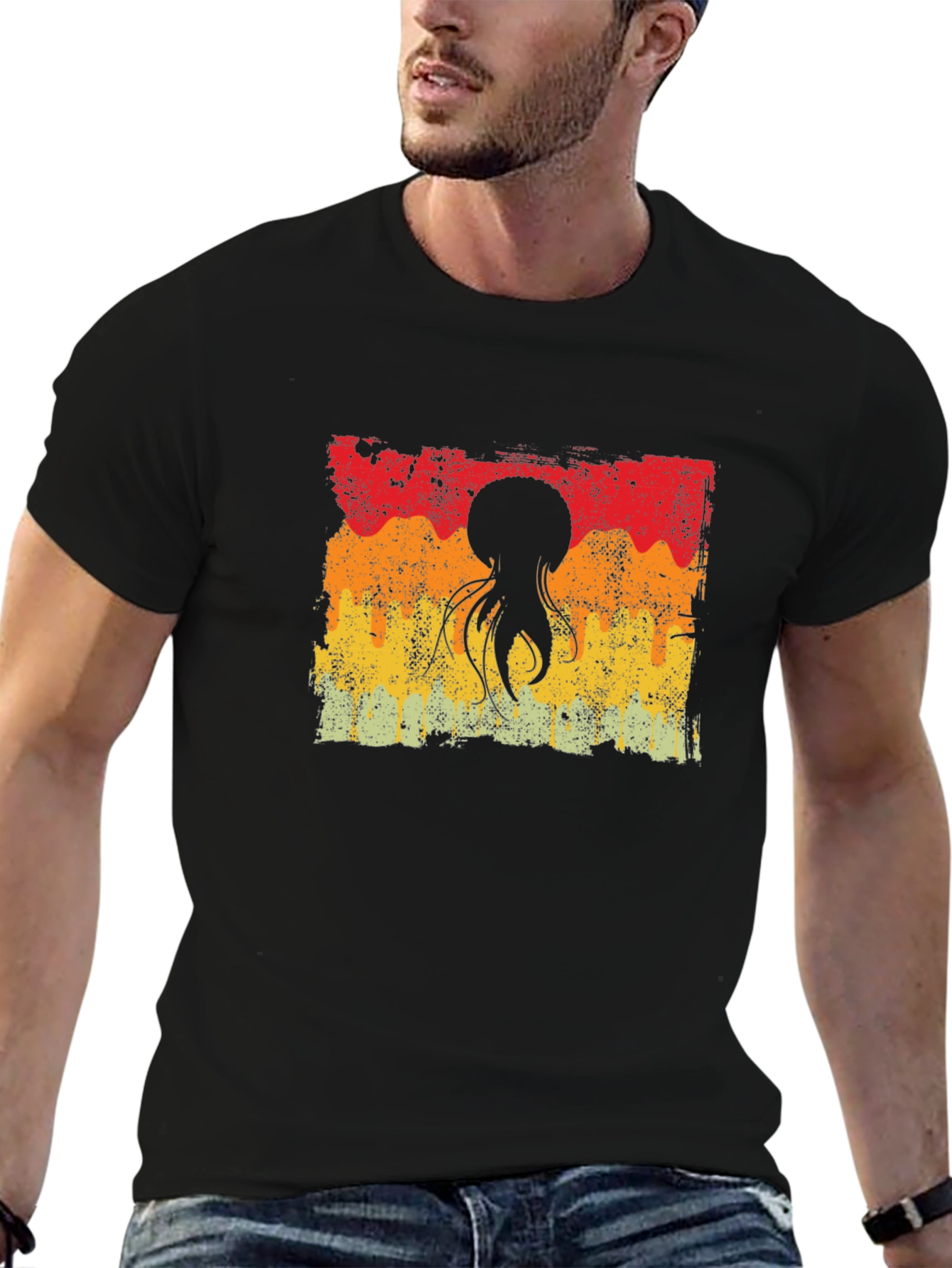 Retro Octopus Sunset Graphic Tee
