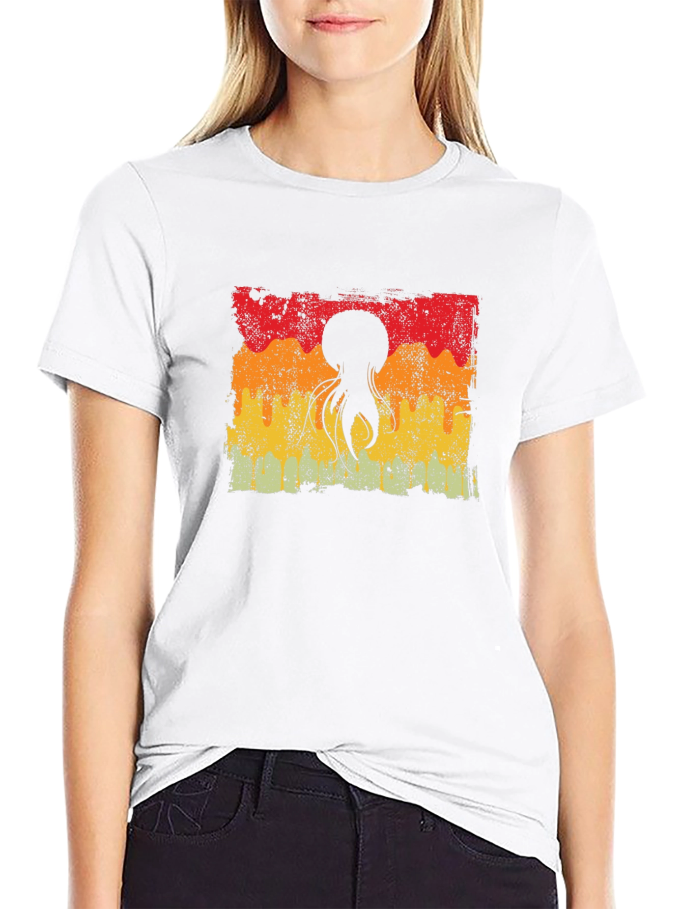 Retro Octopus Sunset Graphic Tee