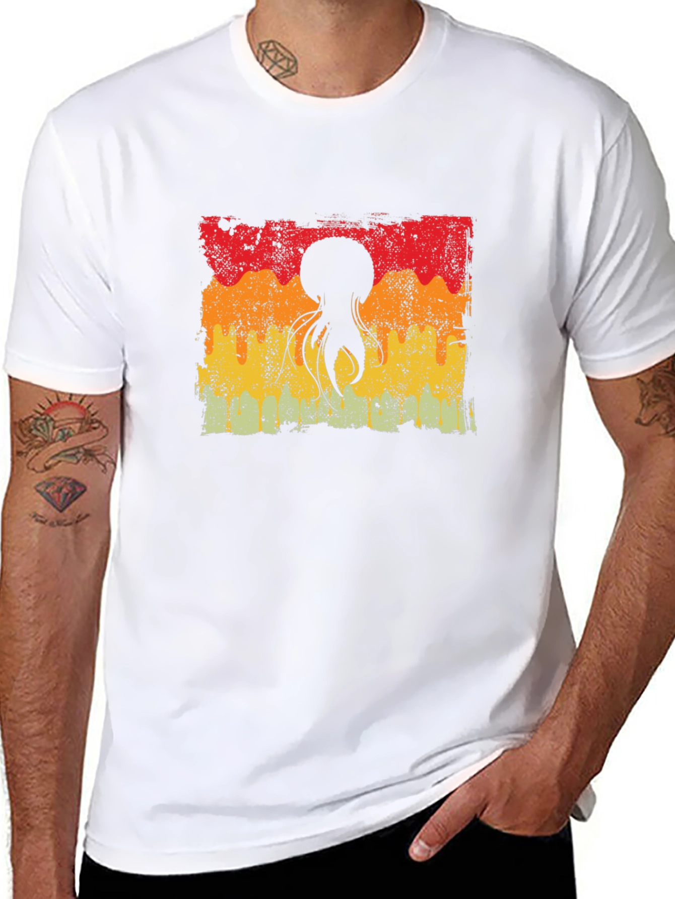 Retro Octopus Sunset Graphic Tee