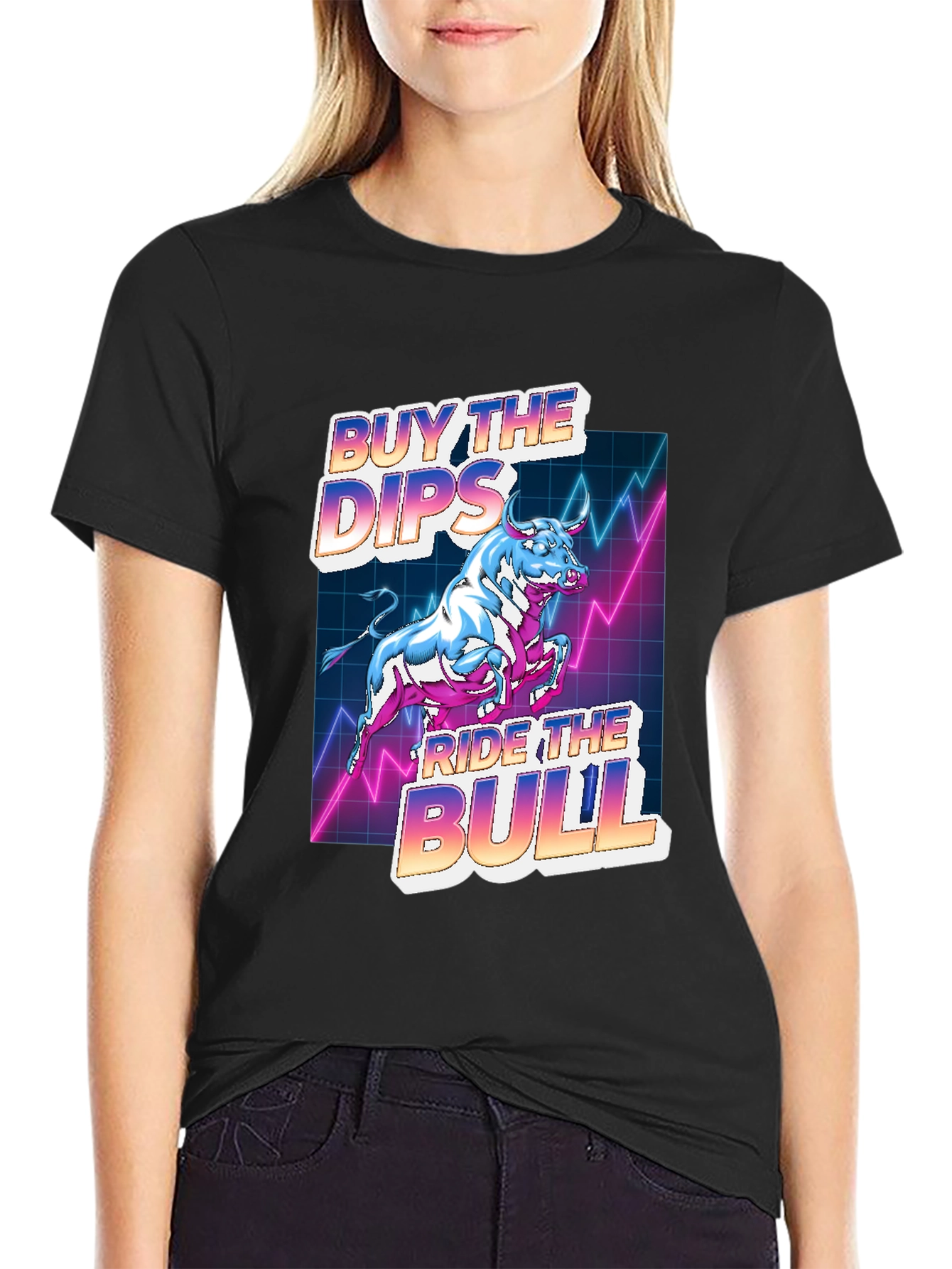 Buy the Dips Ride the Bull Black T-Shirt