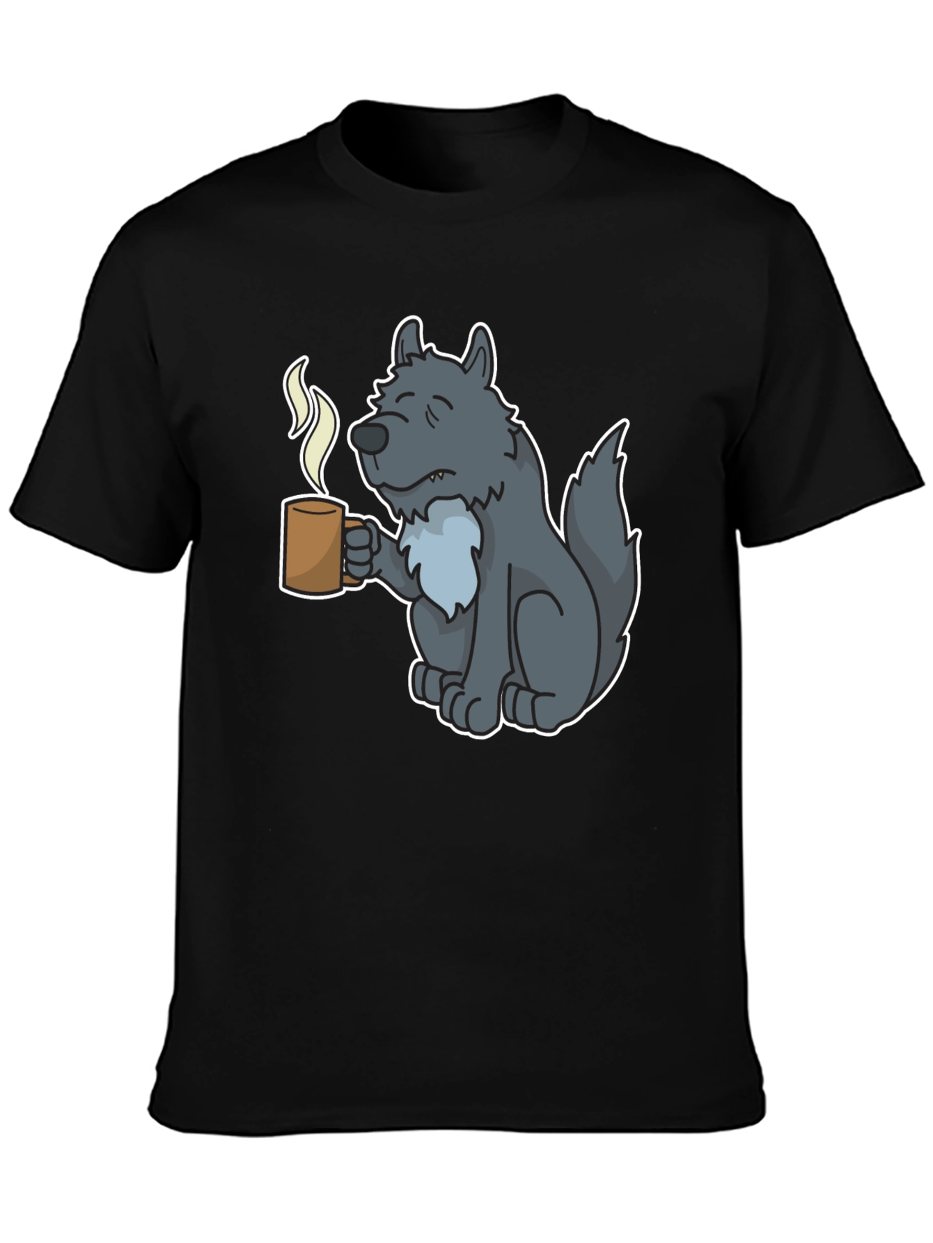 Wolf Coffee T-Shirt - Unique Cartoon Design