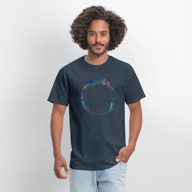 delicate frame of feathers and ethnic symbols