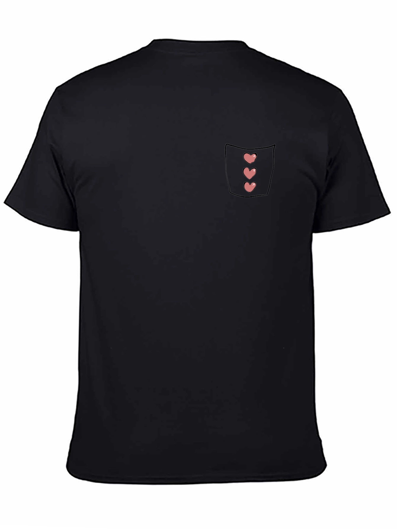 Black T-Shirt with Heart Pocket Design