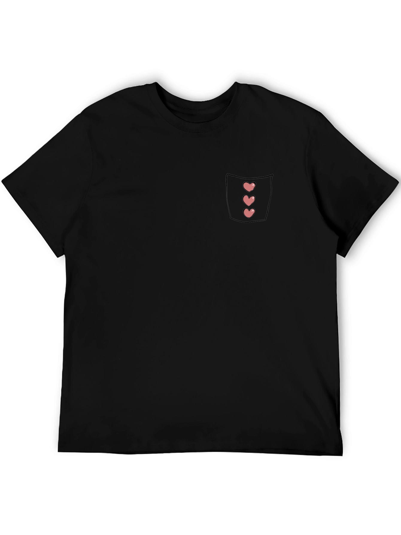 Black T-Shirt with Heart Pocket Design