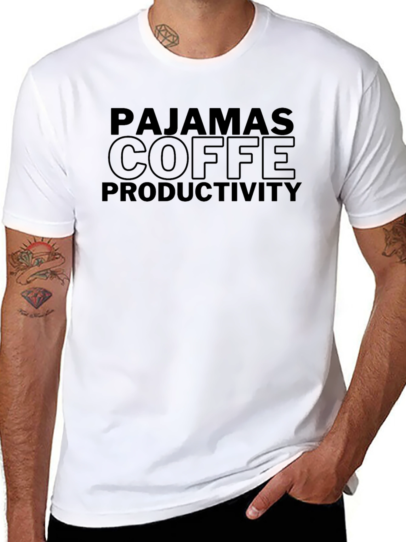 Pajamas Coffee Productivity Black T-Shirt