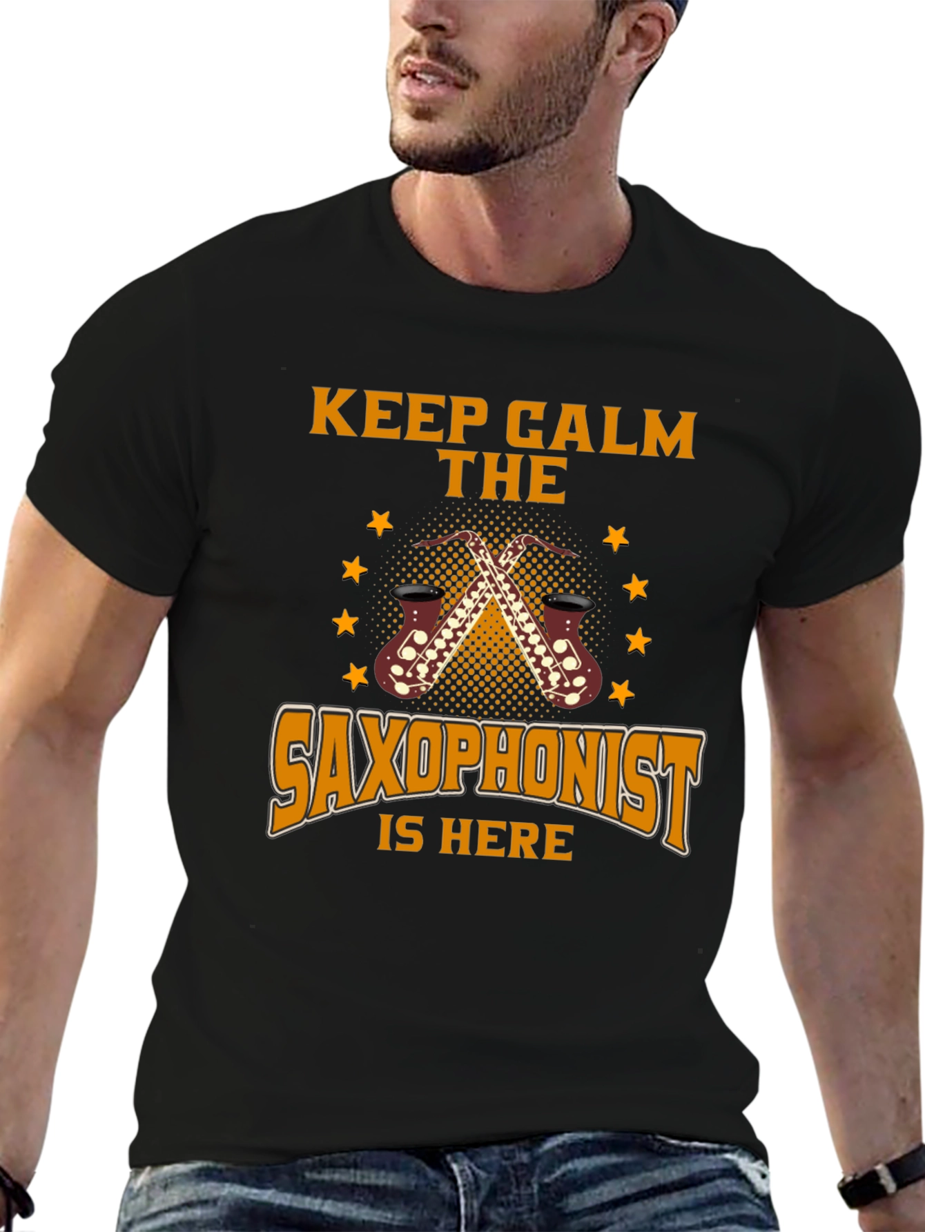Keep Calm Saxophonist T-Shirt - Black