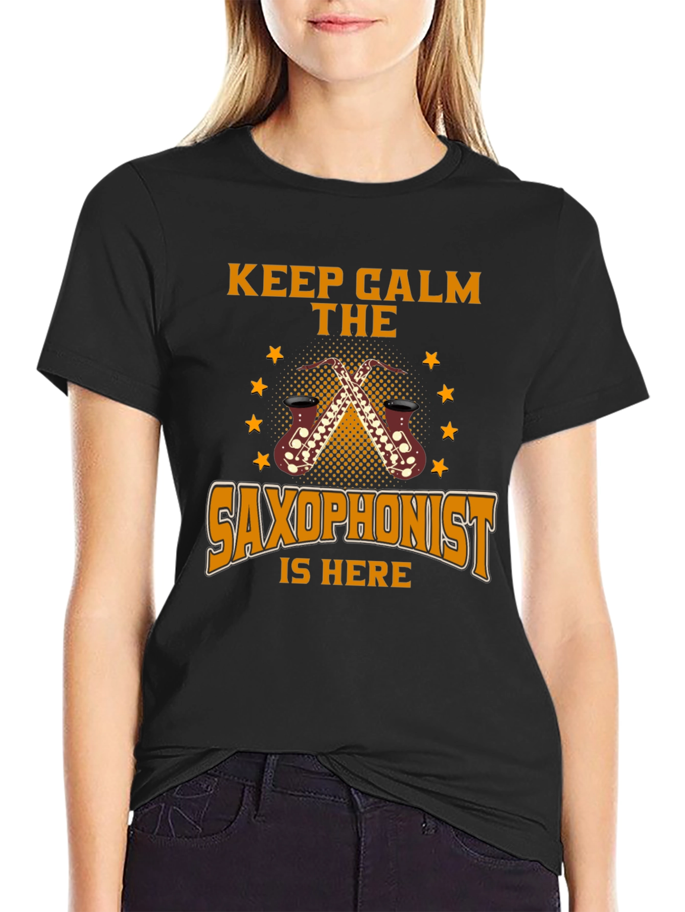 Keep Calm Saxophonist T-Shirt - Black