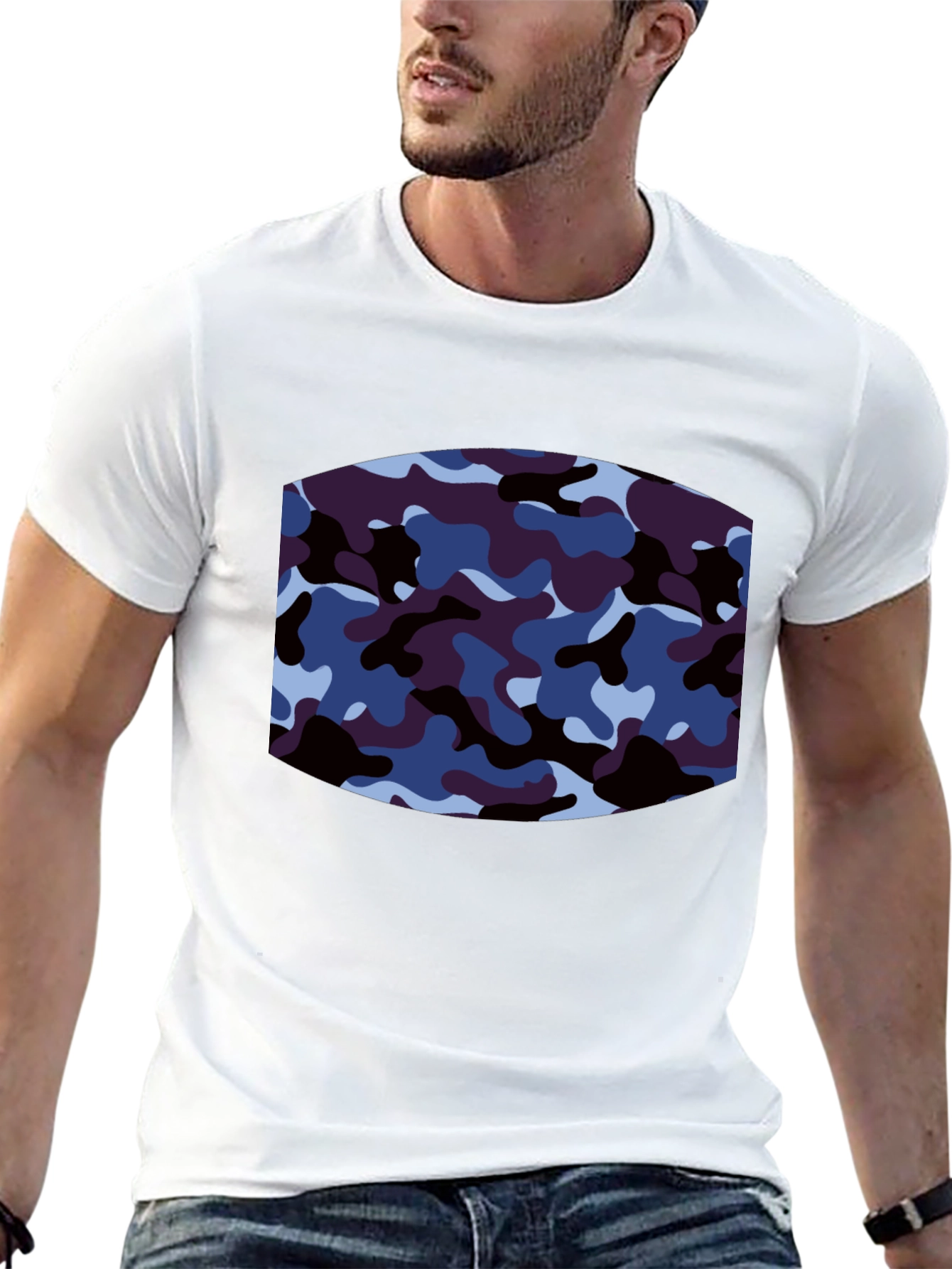 Mens Camo Graphic Print Black T-Shirt