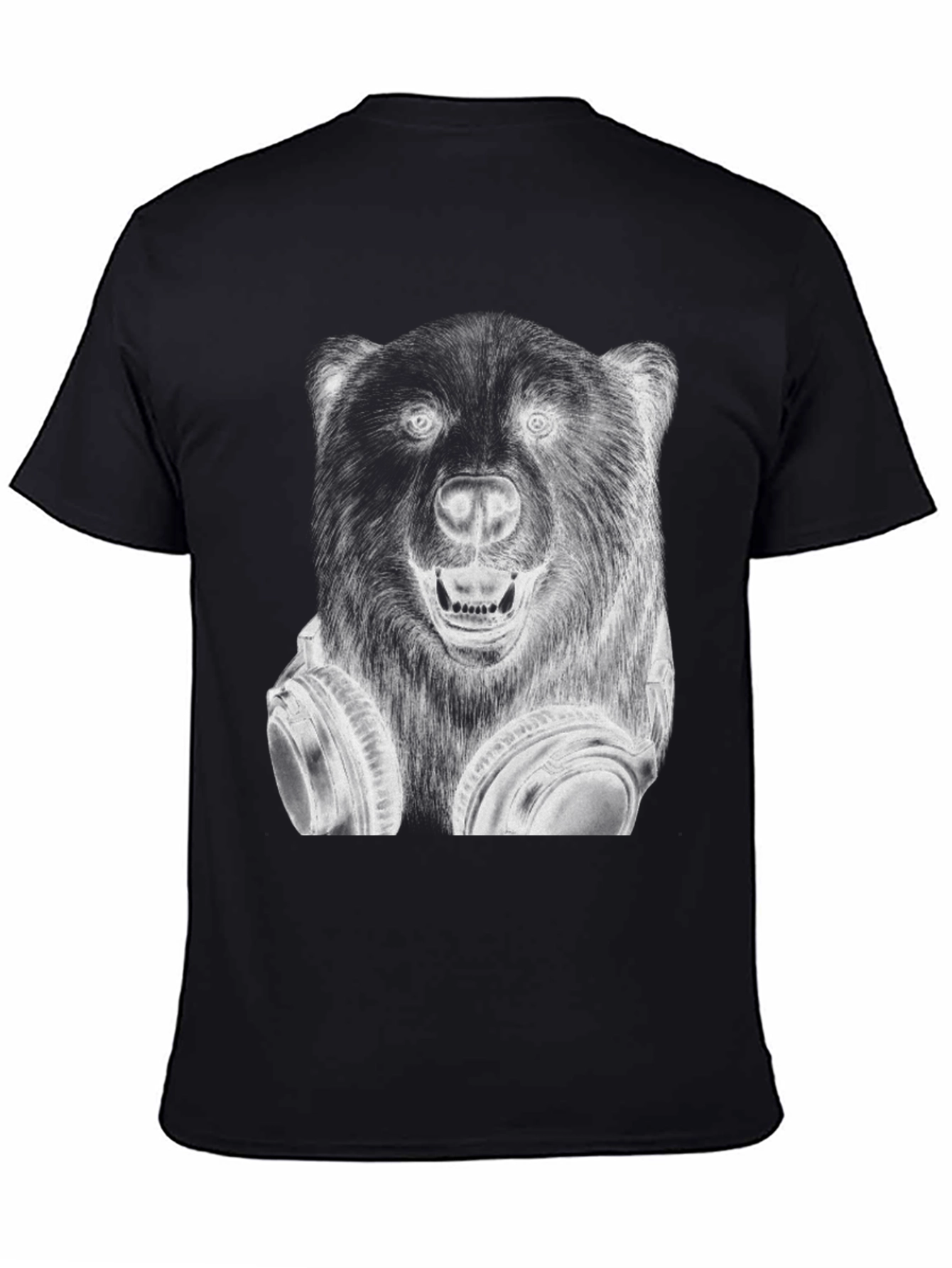 Cool Bear Headphones Graphic T-Shirt - Black