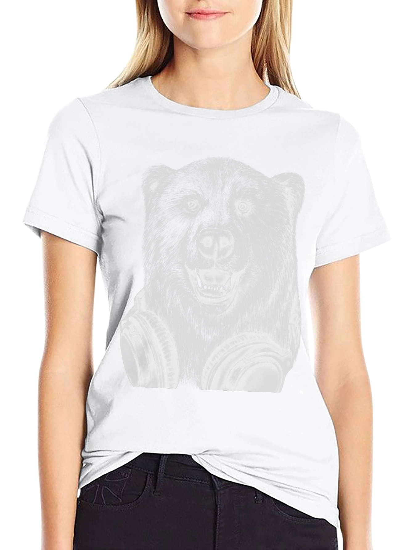 Cool Bear Headphones Graphic T-Shirt - Black