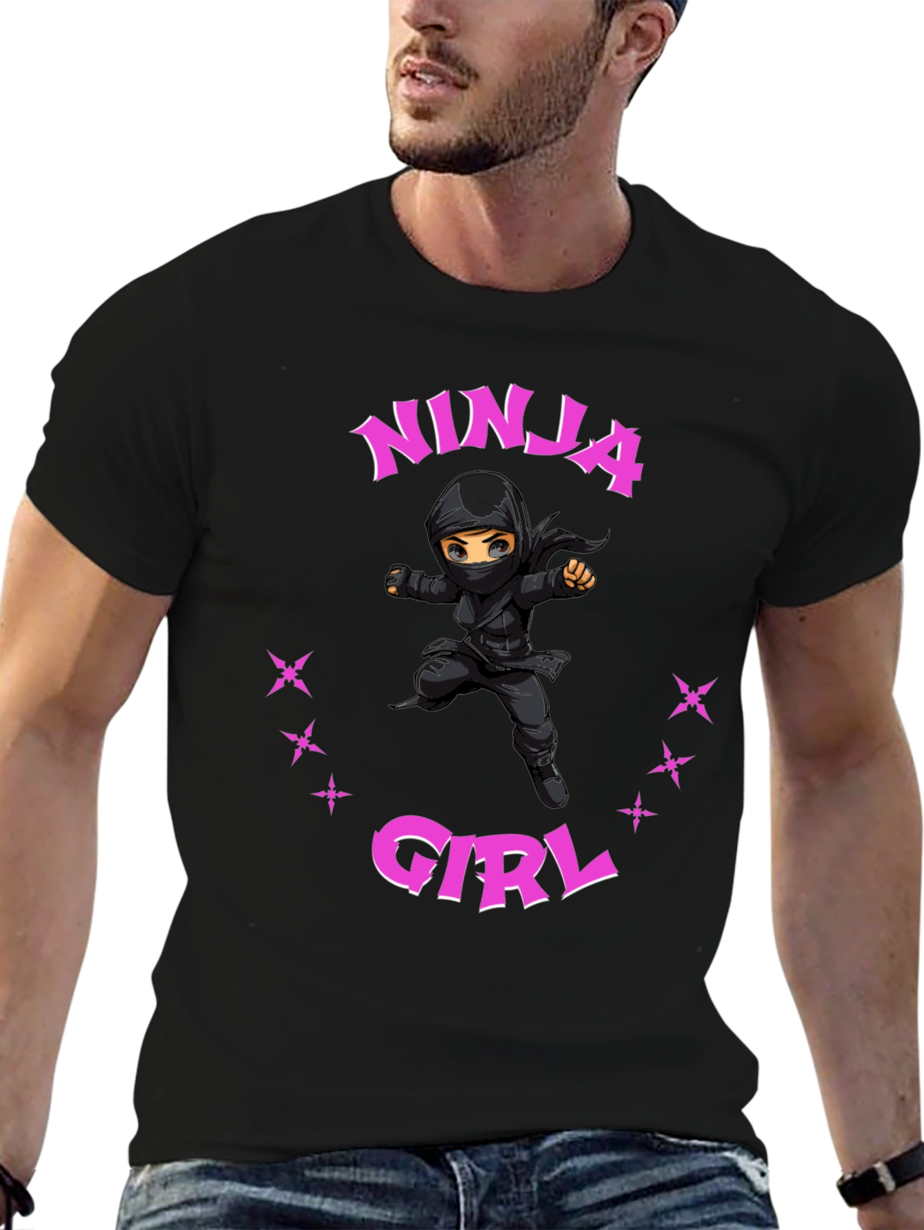 Ninja Girl Graphic Tee - Unisex Black T-Shirt