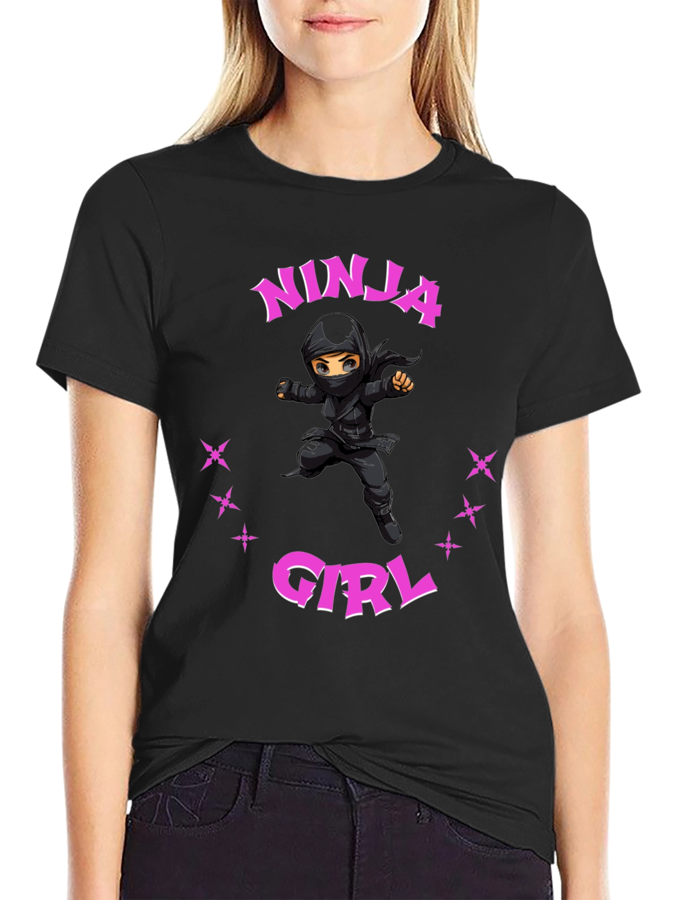 Ninja Girl Graphic Tee - Unisex Black T-Shirt