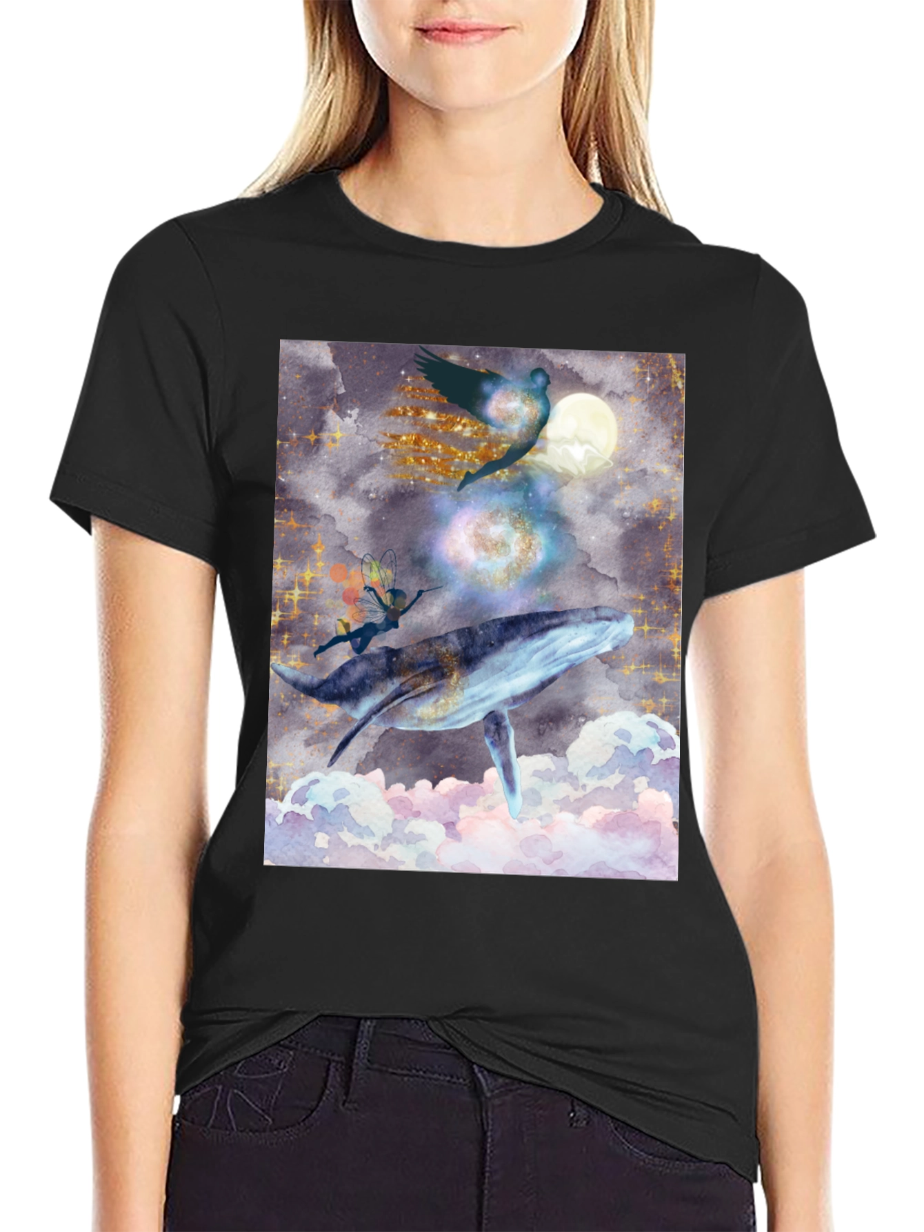 Whimsical Whale Ride Graphic T-Shirt
