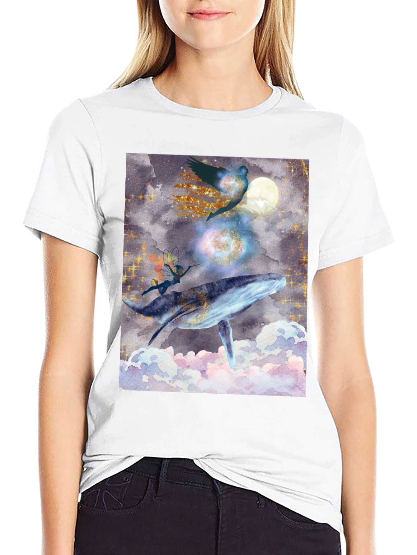 Whimsical Whale Ride Graphic T-Shirt