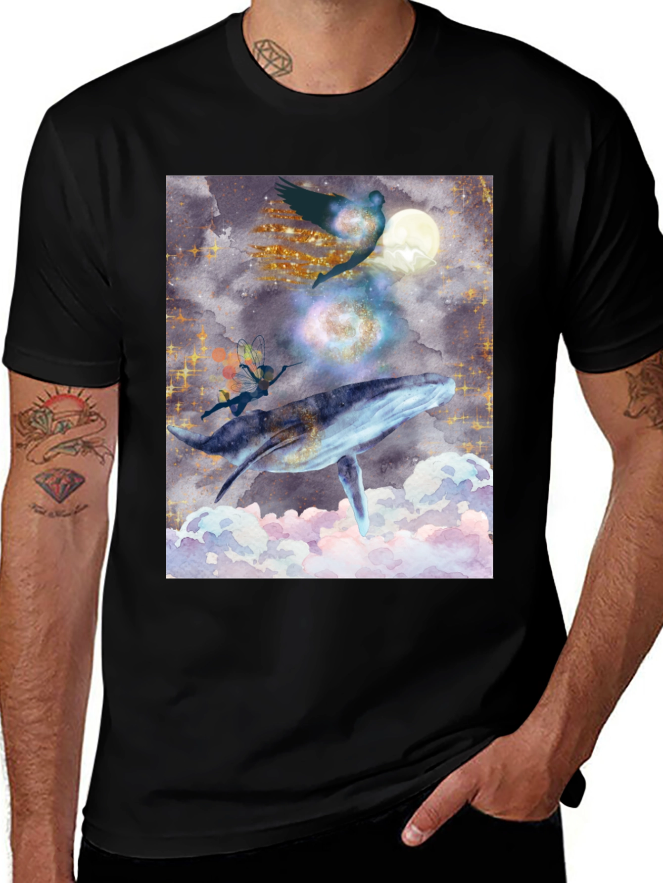 Whimsical Whale Ride Graphic T-Shirt