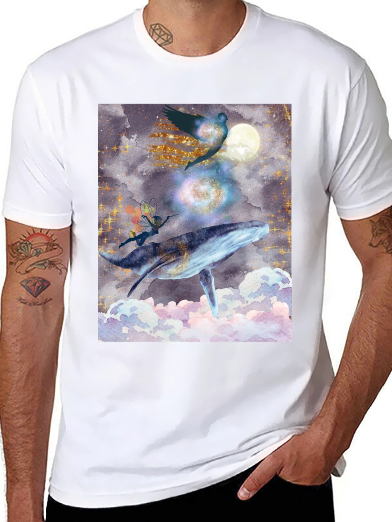 Whimsical Whale Ride Graphic T-Shirt