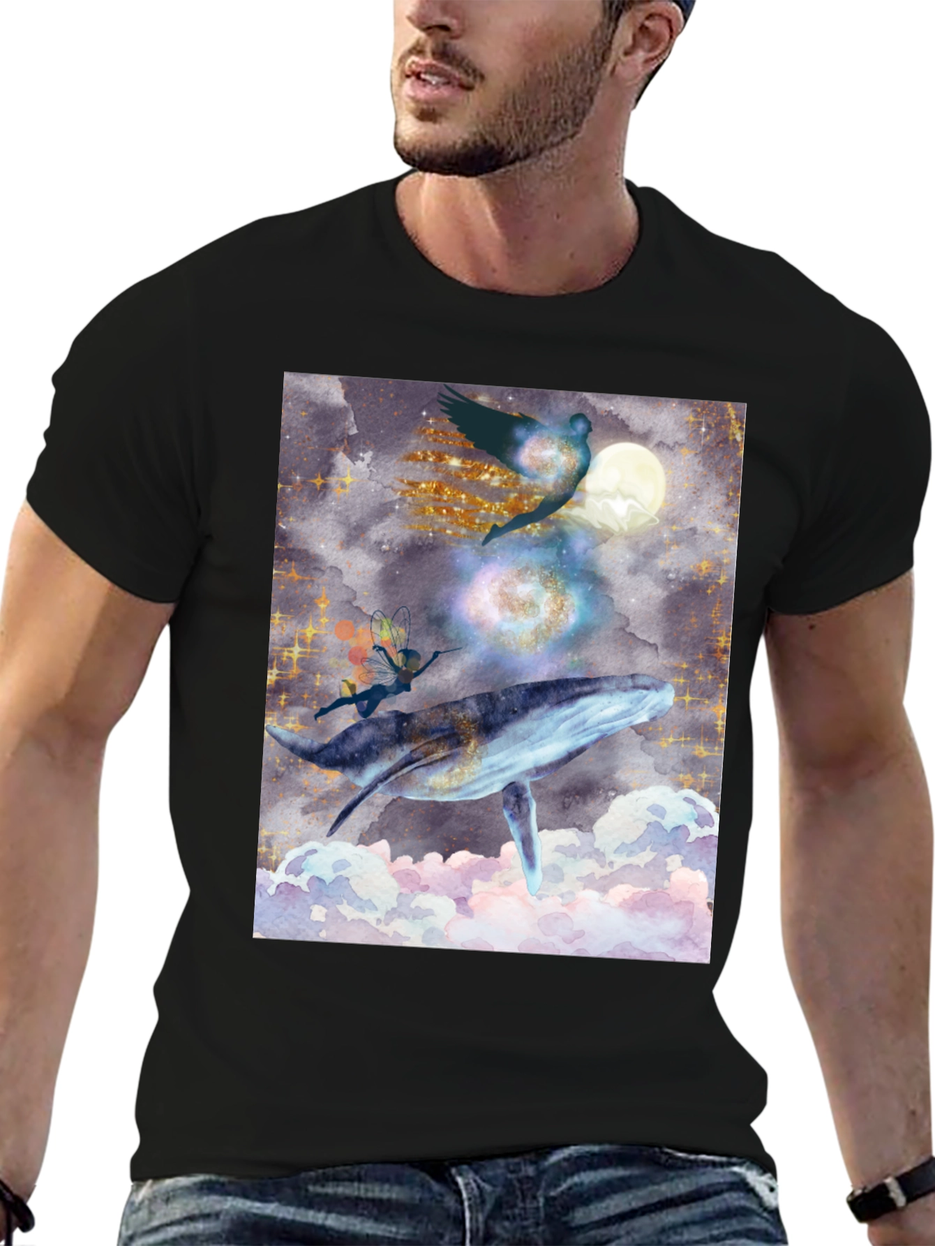 Whimsical Whale Ride Graphic T-Shirt
