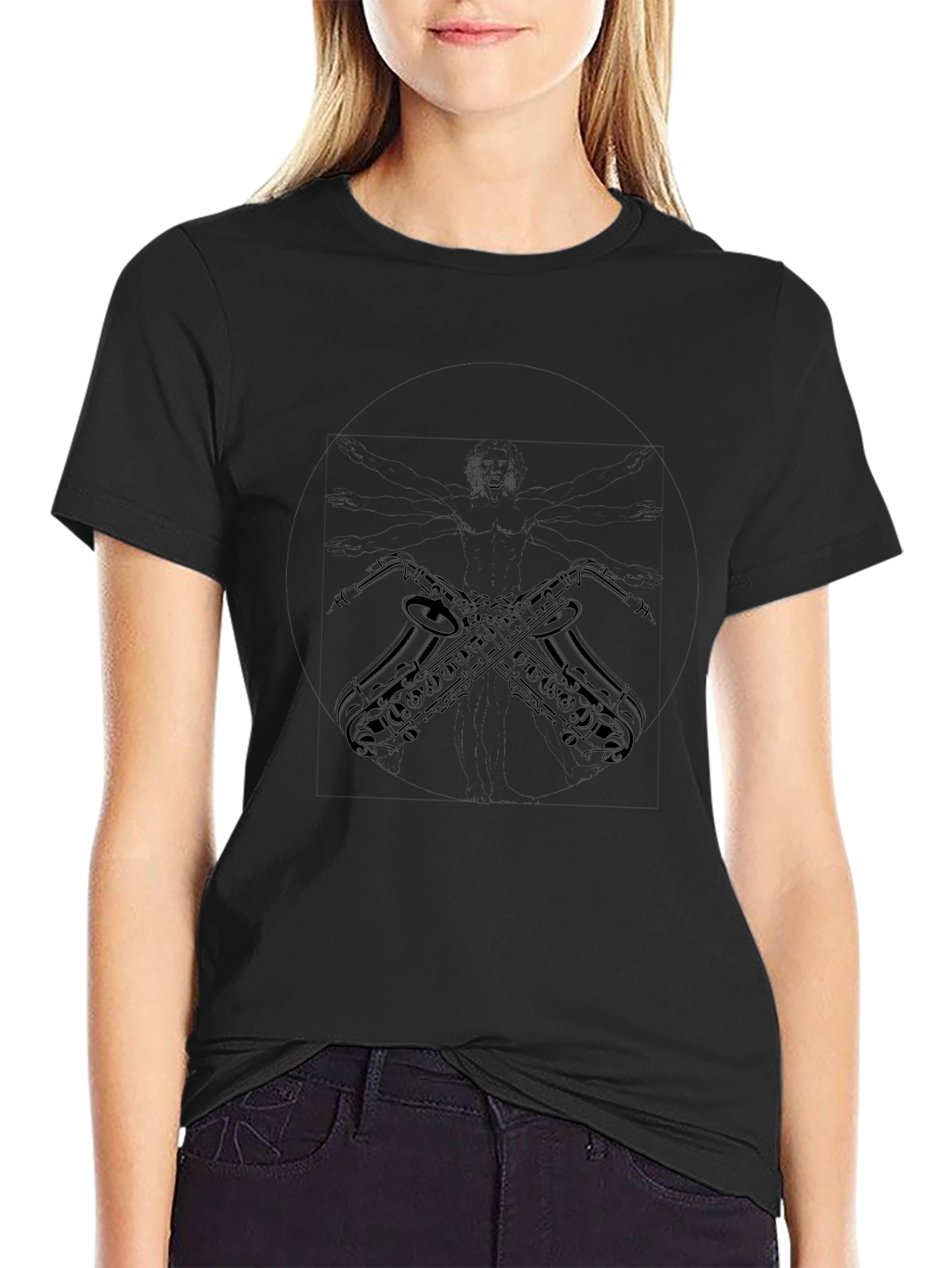 Saxophone Graphic Black T-Shirt