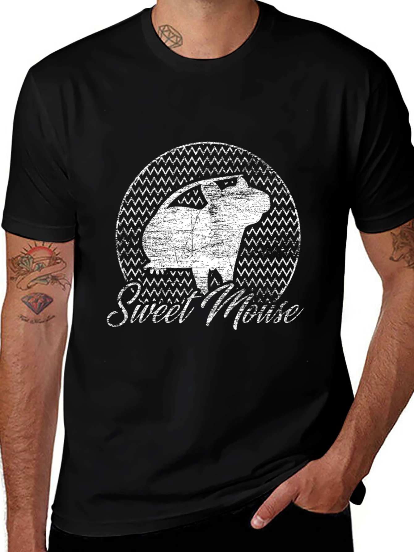 Sweet Mouse Graphic Tee - Distressed Print