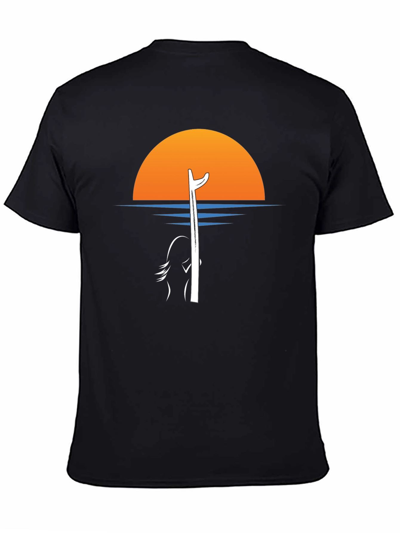 Sunset Surfer Graphic Tee - Black