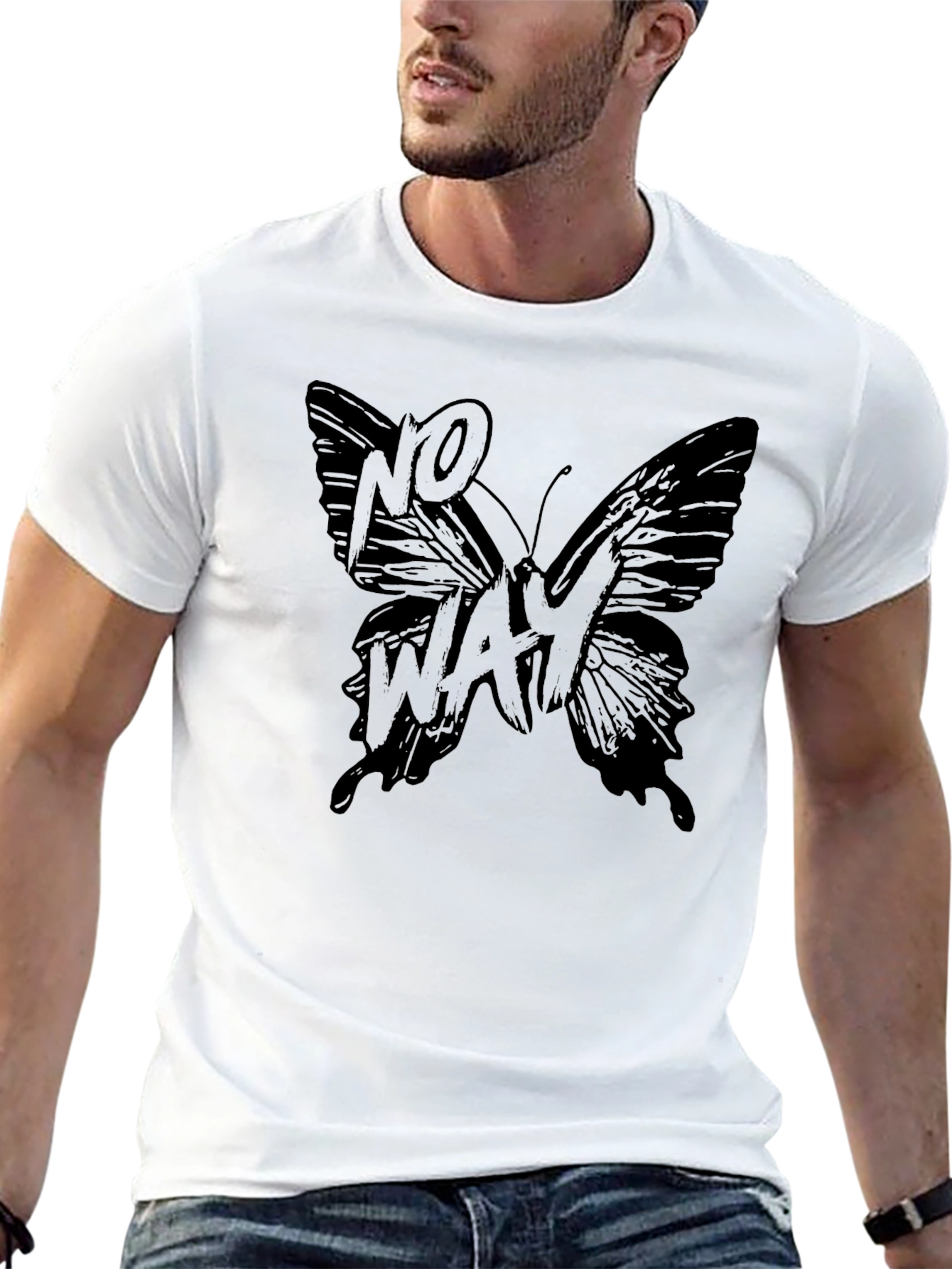 No Way Butterfly Black T-Shirt - Mens