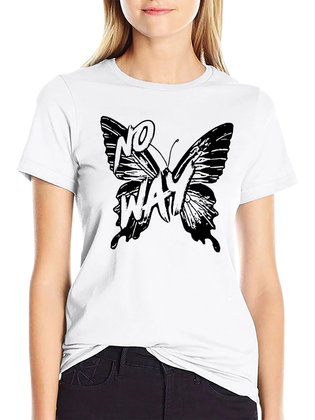 No Way Butterfly Black T-Shirt - Mens
