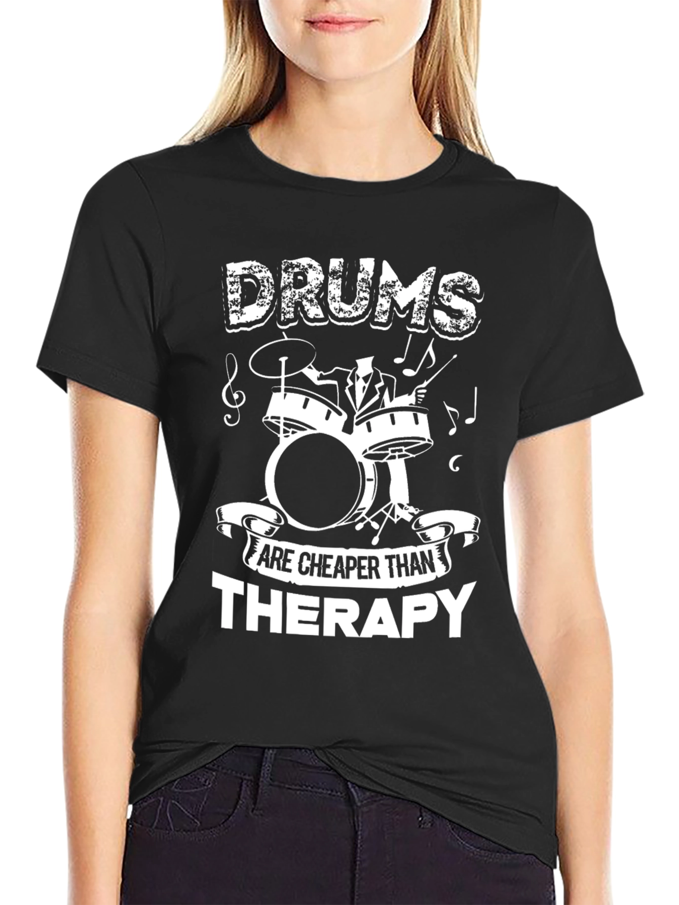 Drums Cheaper Than Therapy T-Shirt Musician Tee