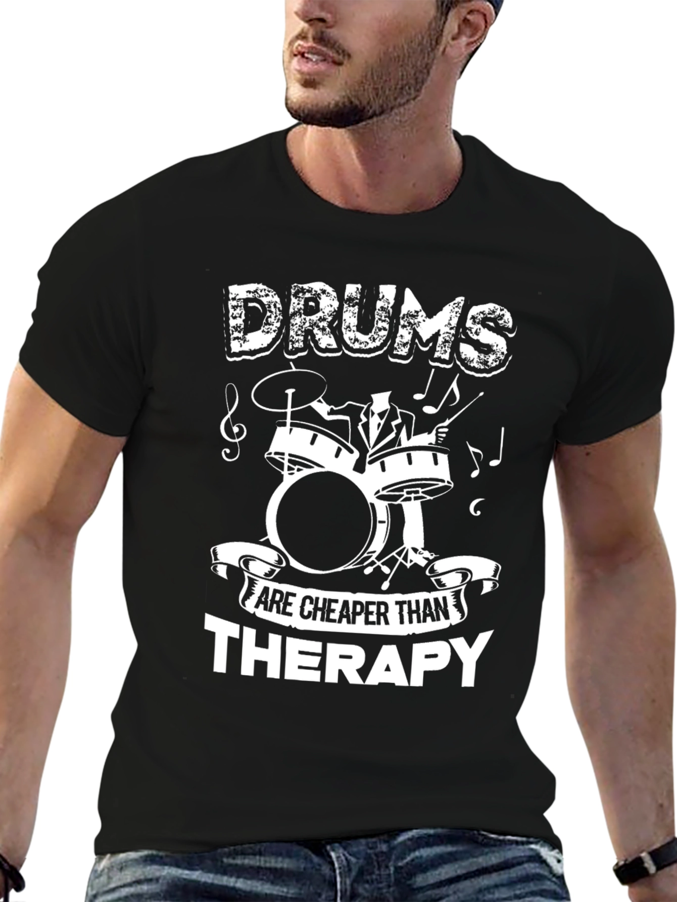 Drums Cheaper Than Therapy T-Shirt Musician Tee
