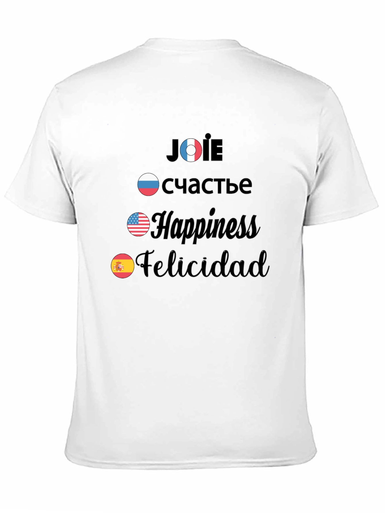 Multilingual Happiness T-Shirt - Joie счастье Felicidad