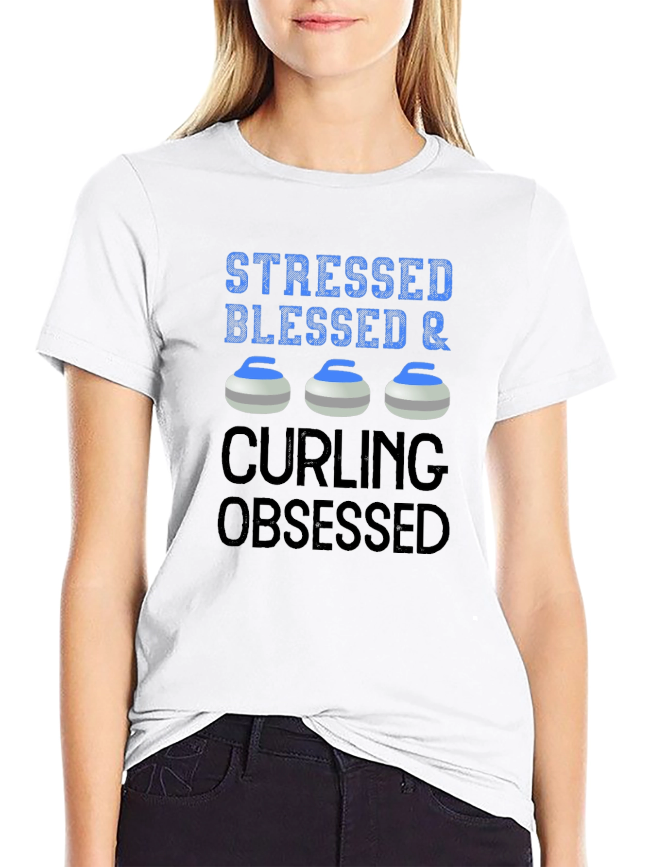 Stressed Blessed & Curling Obsessed T-Shirt