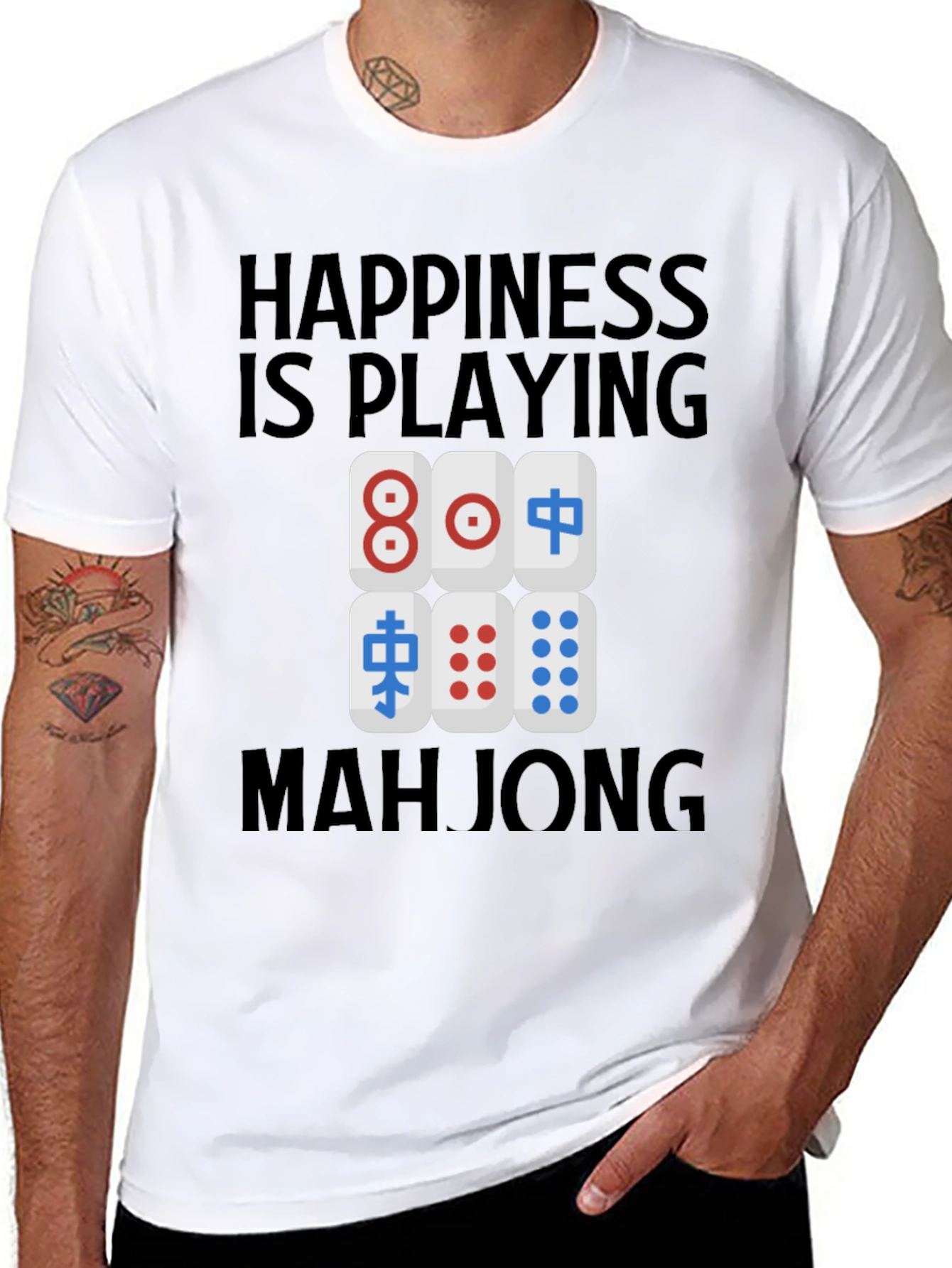 Mahjong Lovers T-Shirt: Happiness is Playing Mahjong