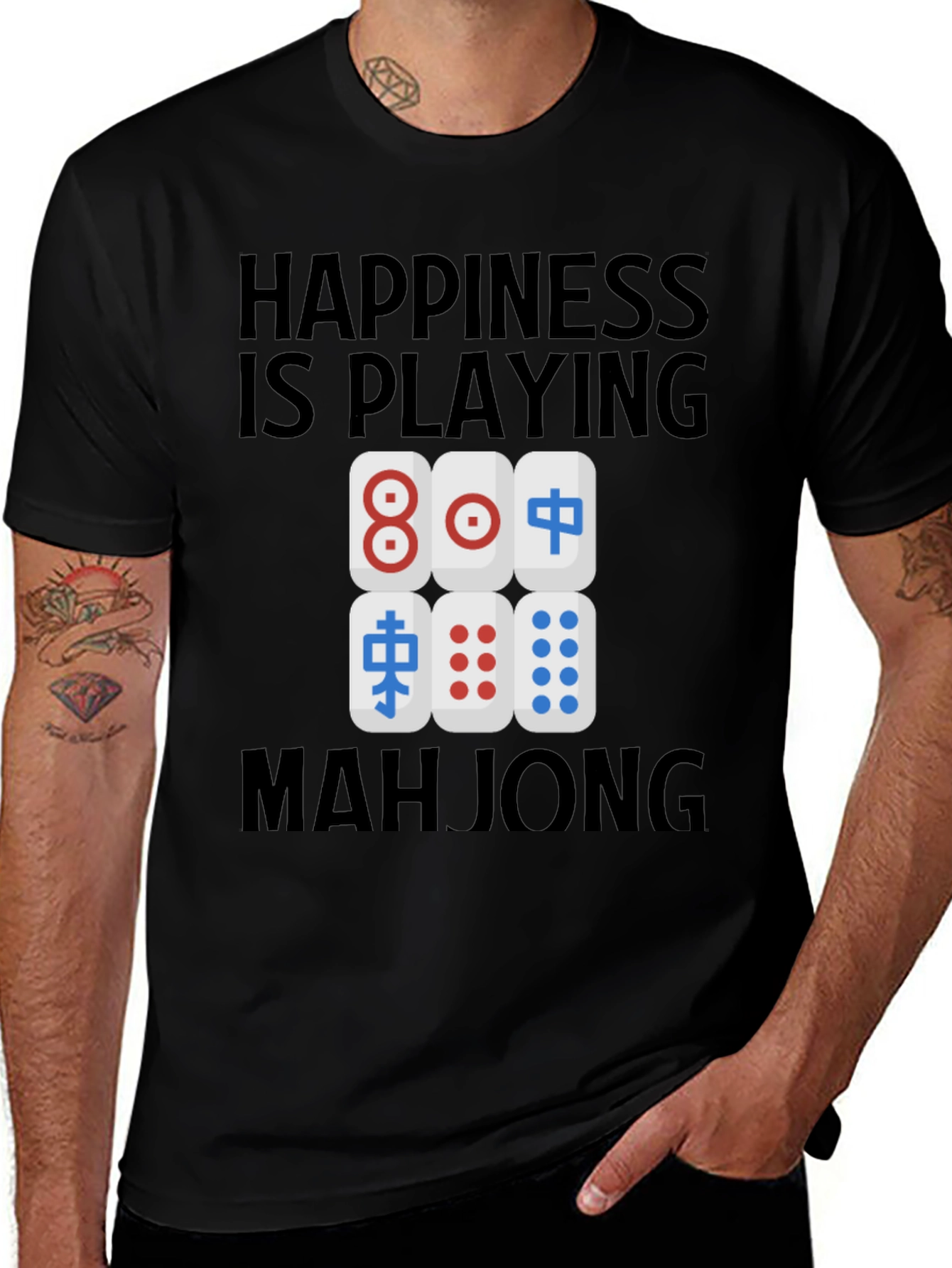 Mahjong Lovers T-Shirt: Happiness is Playing Mahjong
