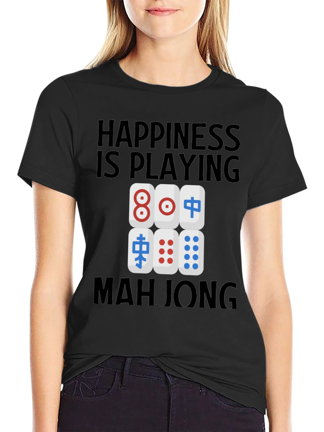 Mahjong Lovers T-Shirt: Happiness is Playing Mahjong