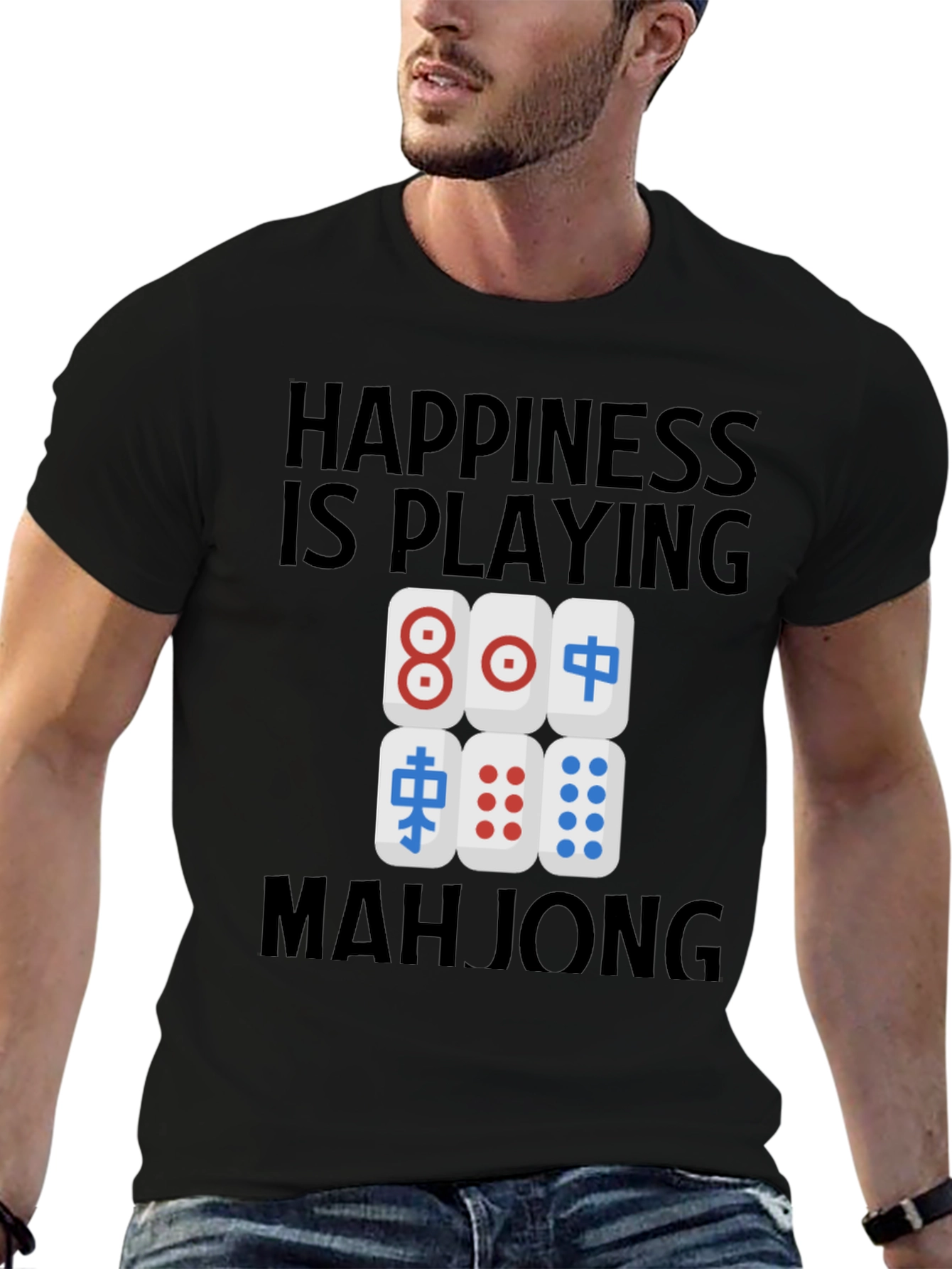 Mahjong Lovers T-Shirt: Happiness is Playing Mahjong