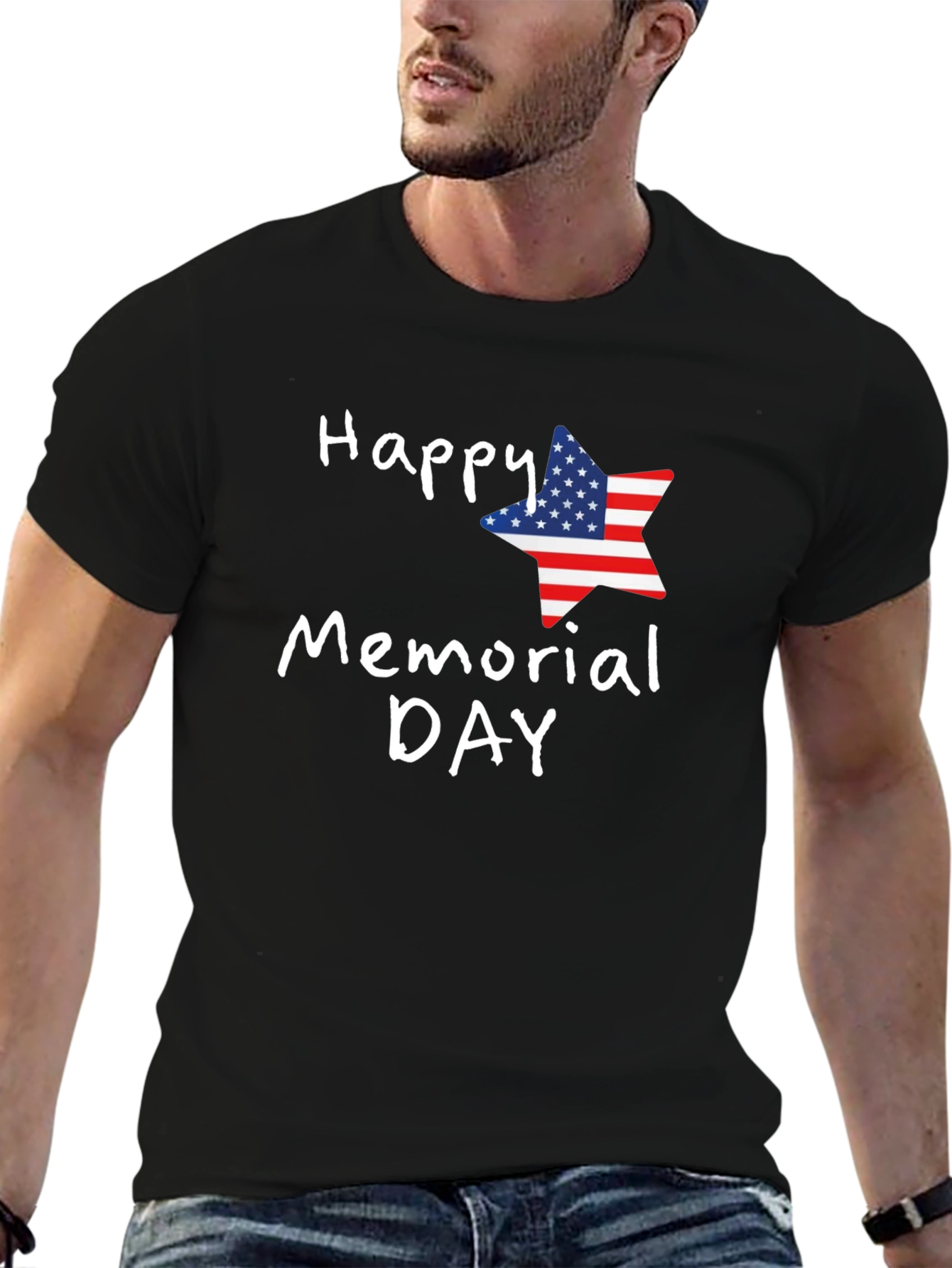 Happy Memorial Day USA Flag Star T-Shirt