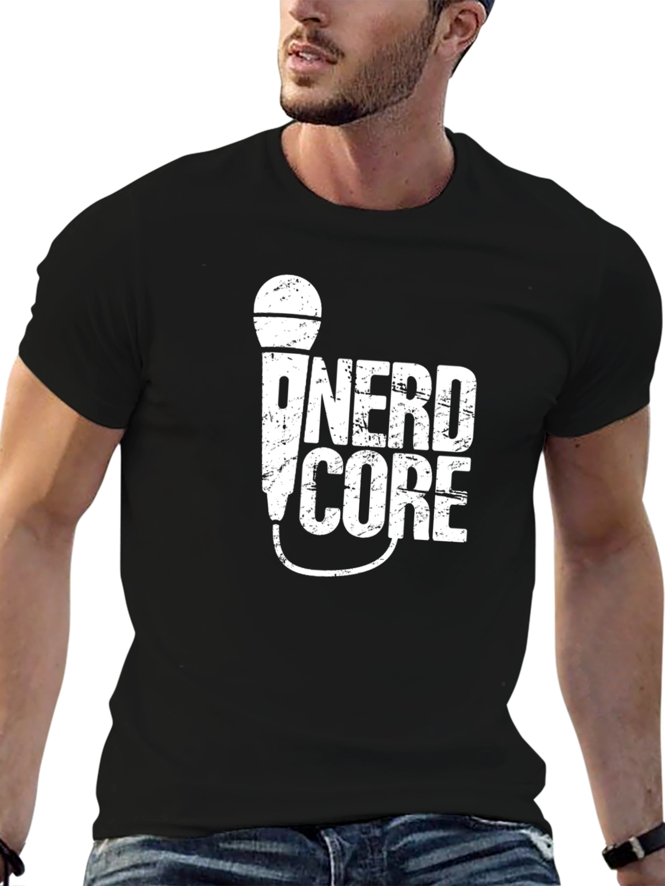 Nerdcore Microphone Black T-Shirt