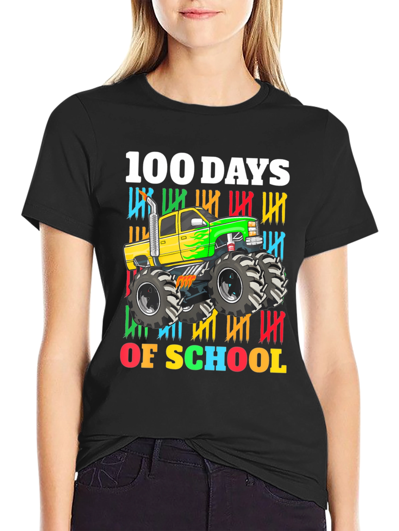 100 Days of School Monster Truck Kids T-Shirt