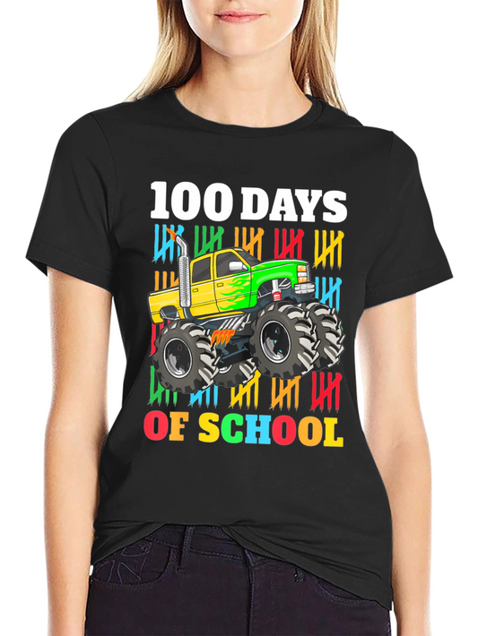 100 Days of School Monster Truck Kids T-Shirt