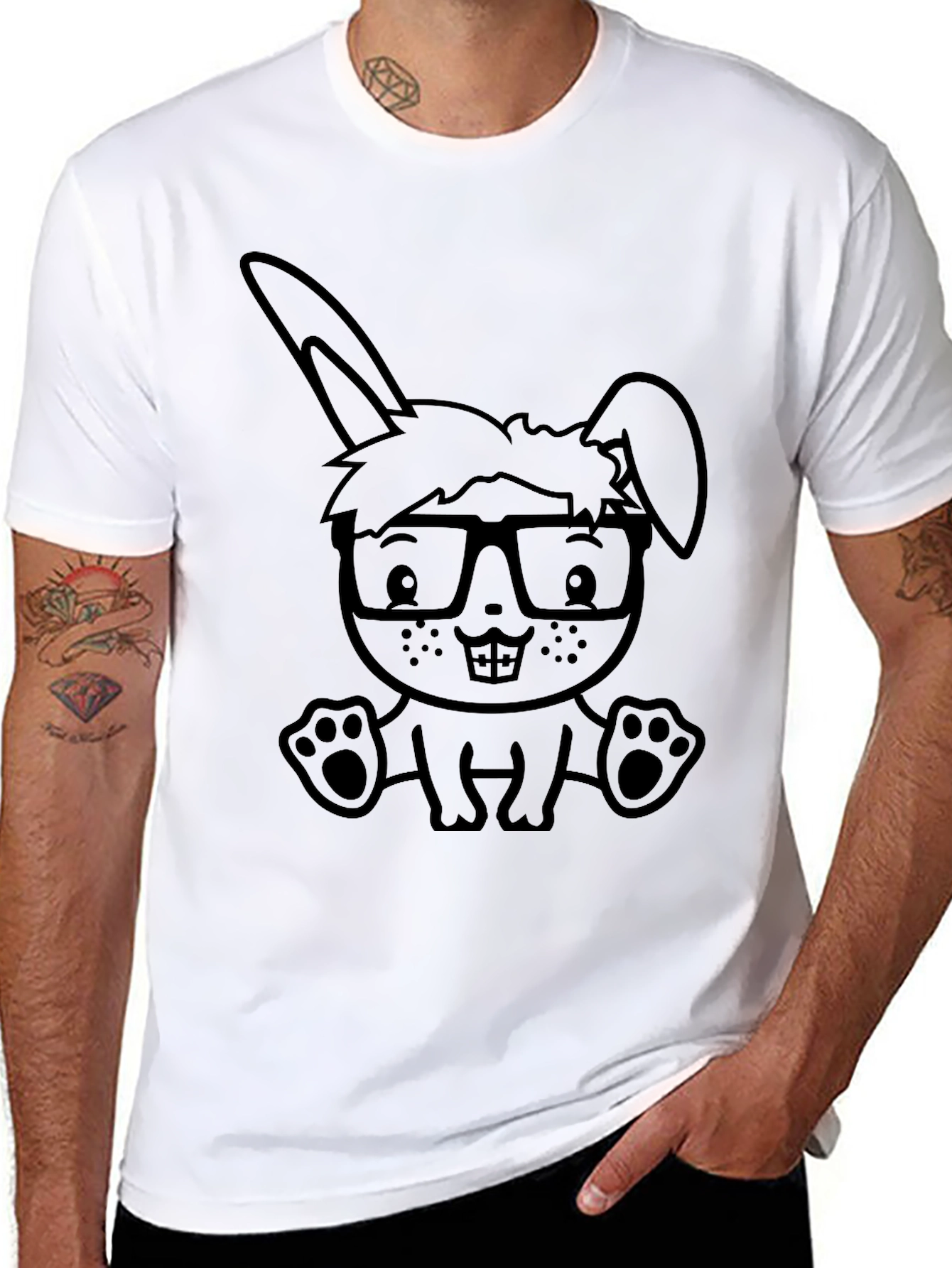 Bunny Geek Black T-Shirt - Casual Style