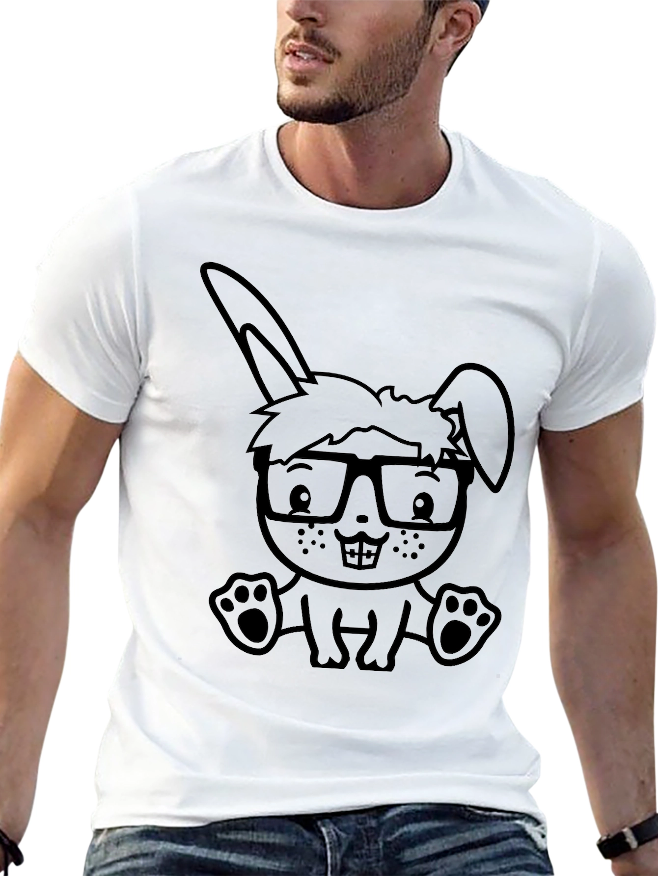 Bunny Geek Black T-Shirt - Casual Style