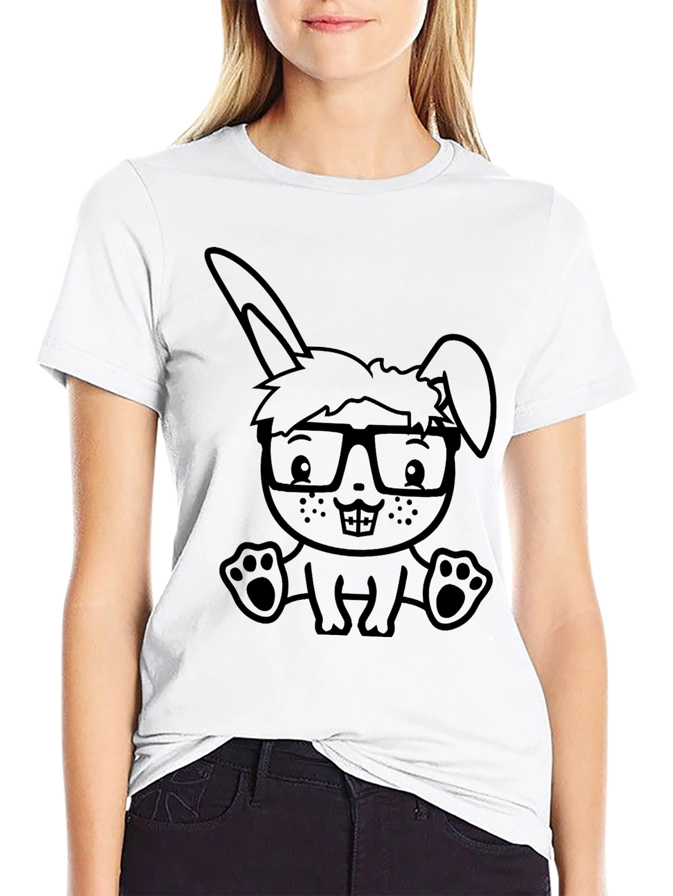 Bunny Geek Black T-Shirt - Casual Style