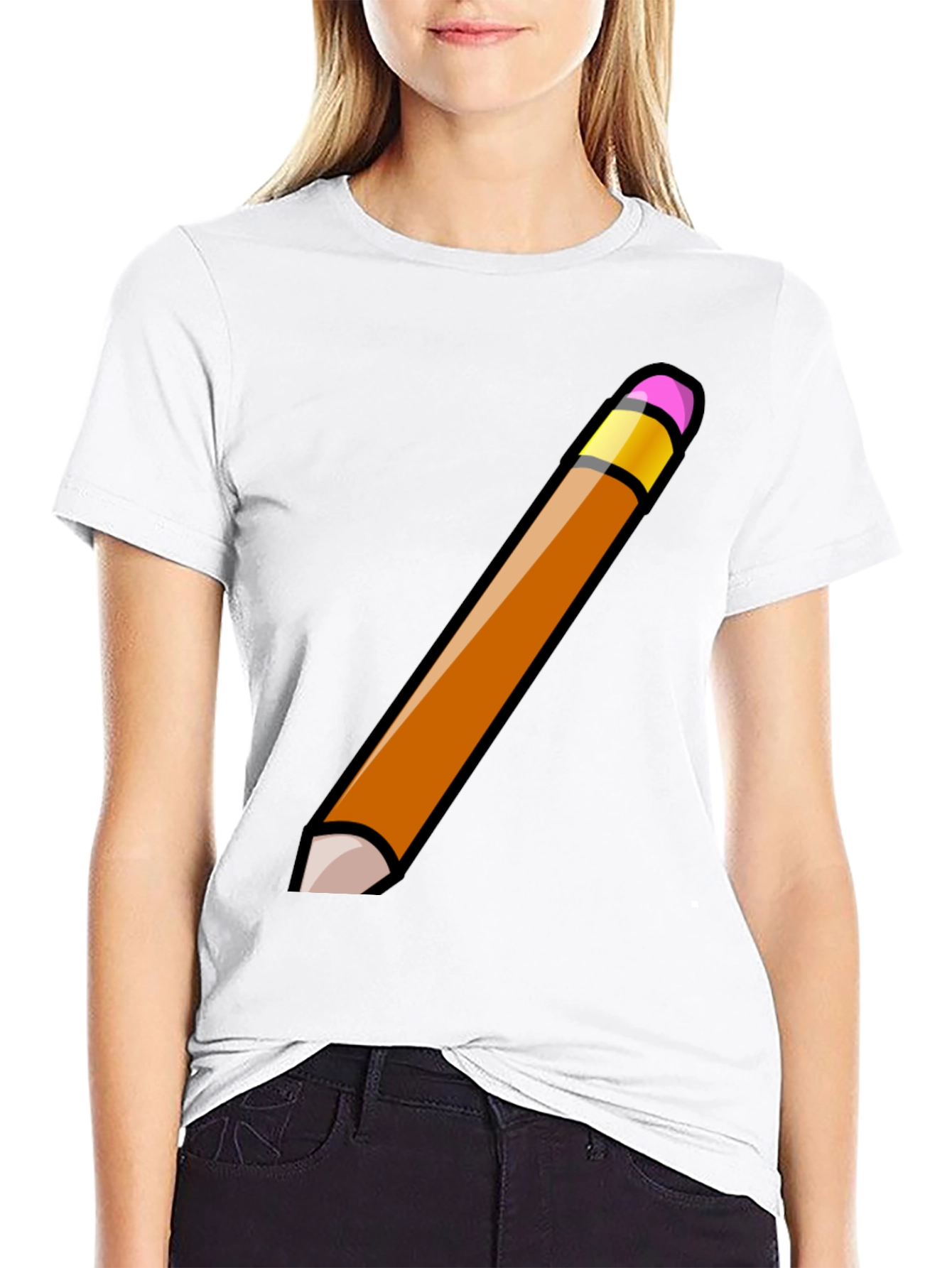 Pencil Graphic Tee - Black Cotton Casual Shirt