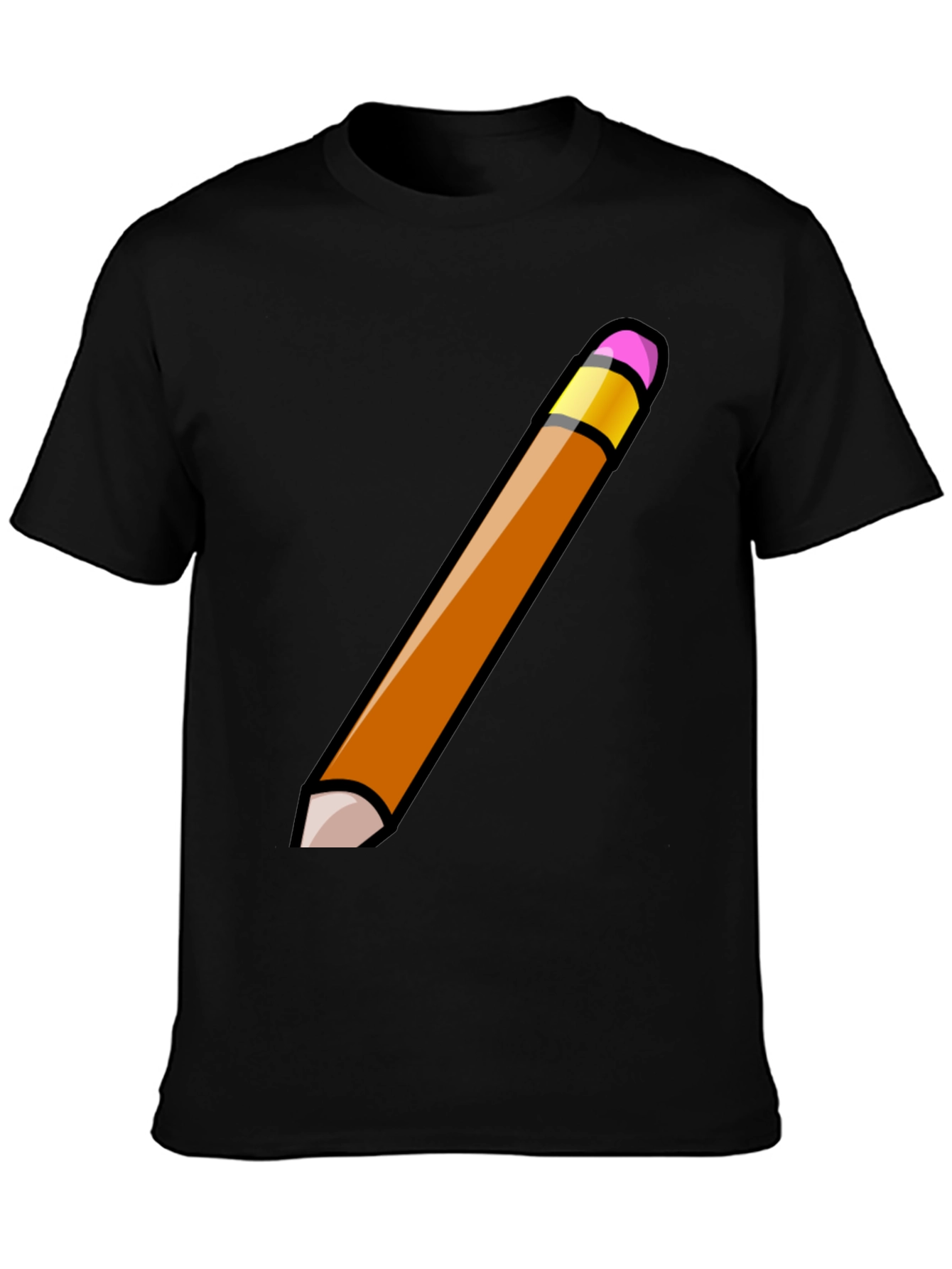 Pencil Graphic Tee - Black Cotton Casual Shirt