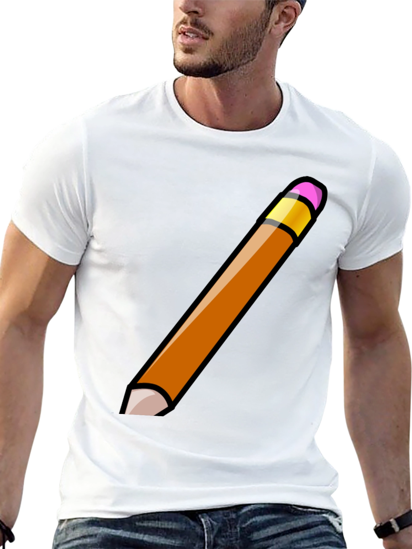 Pencil Graphic Tee - Black Cotton Casual Shirt