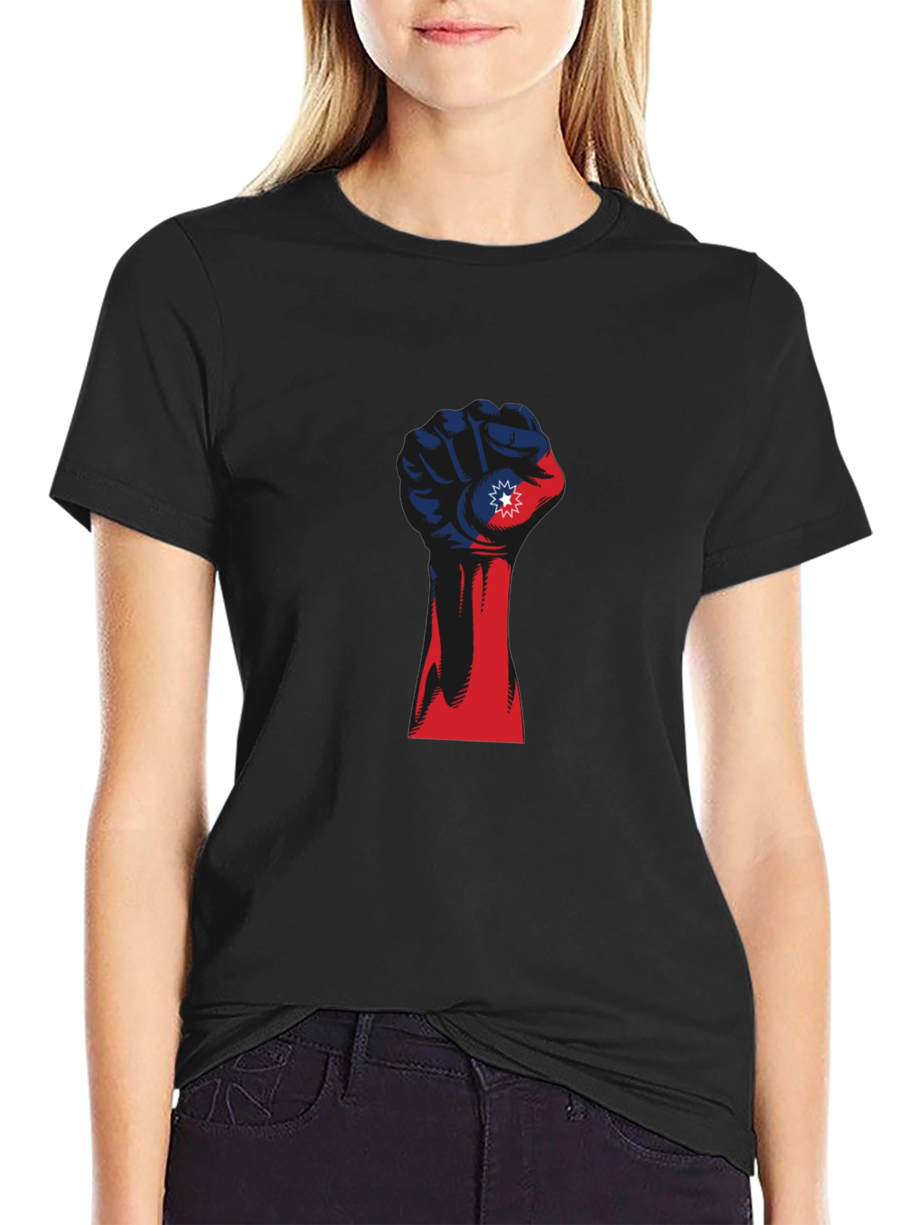 Juneteenth Fist T-Shirt - Red White & Blue