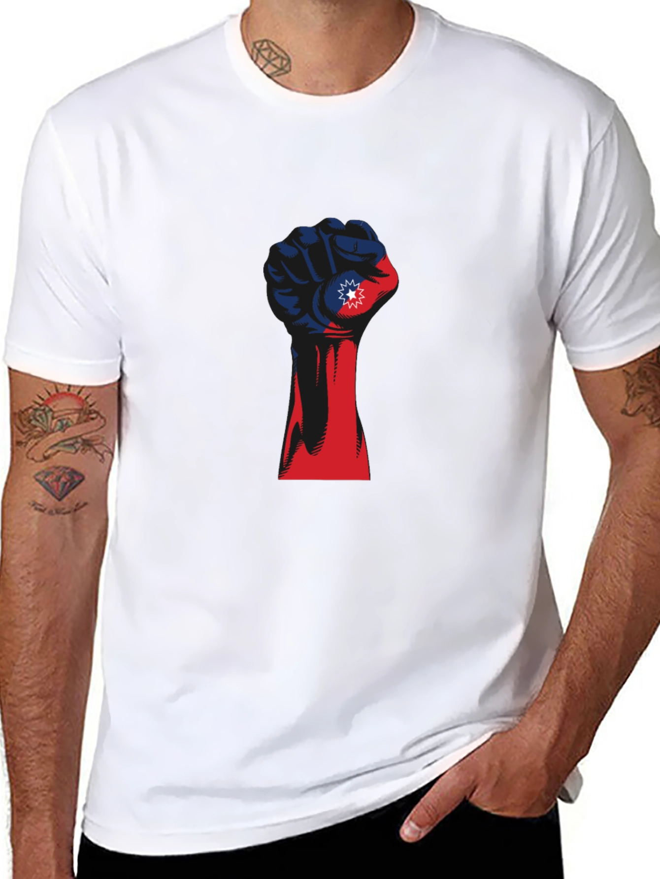 Juneteenth Fist T-Shirt - Red White & Blue