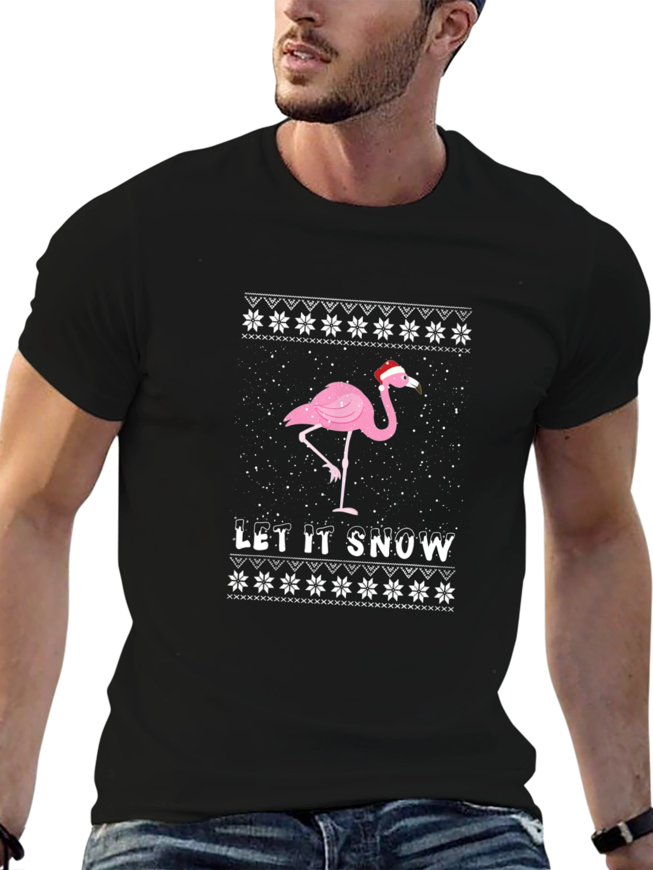 Flamingo Let It Snow Christmas T-Shirt