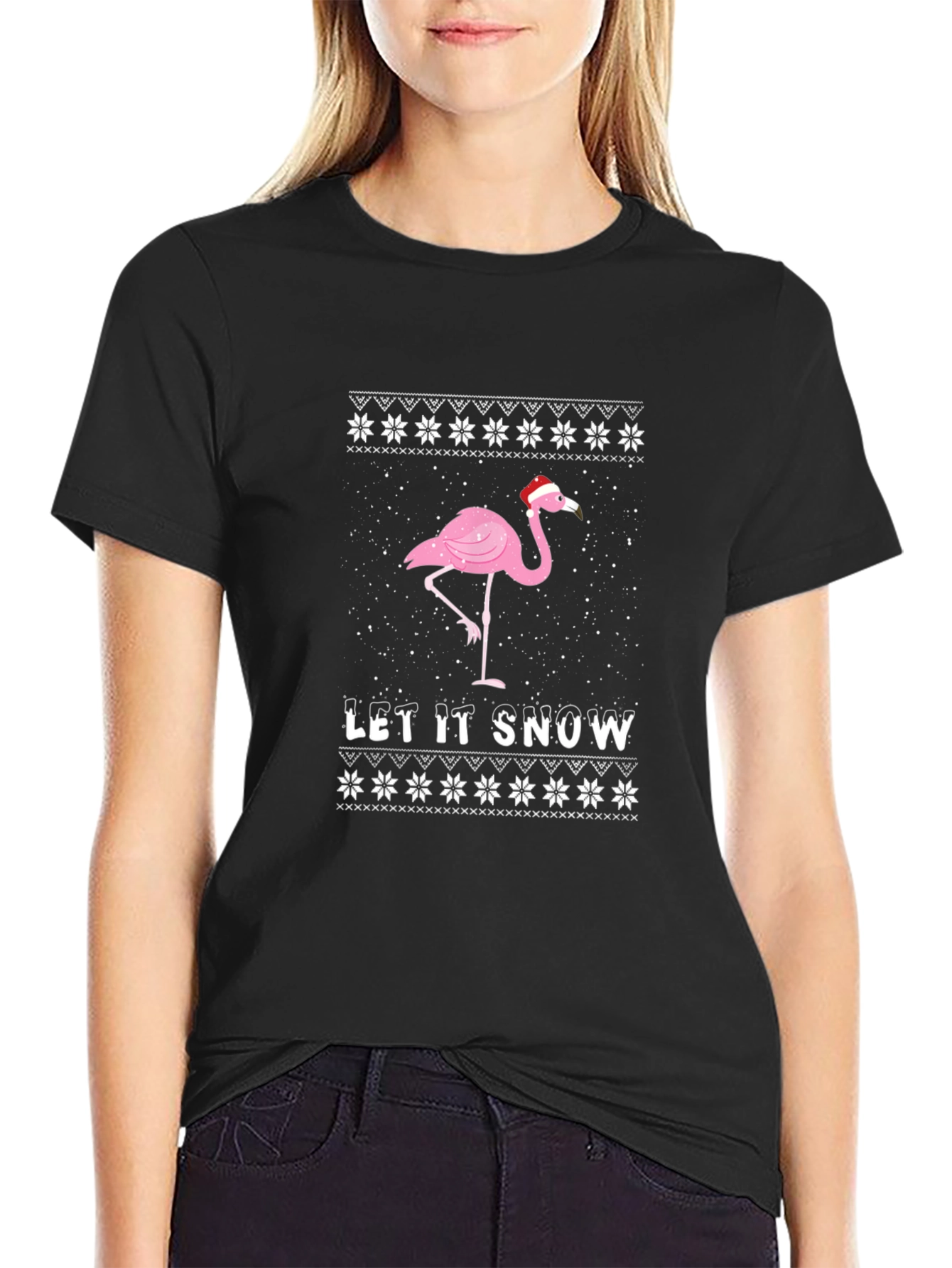 Flamingo Let It Snow Christmas T-Shirt